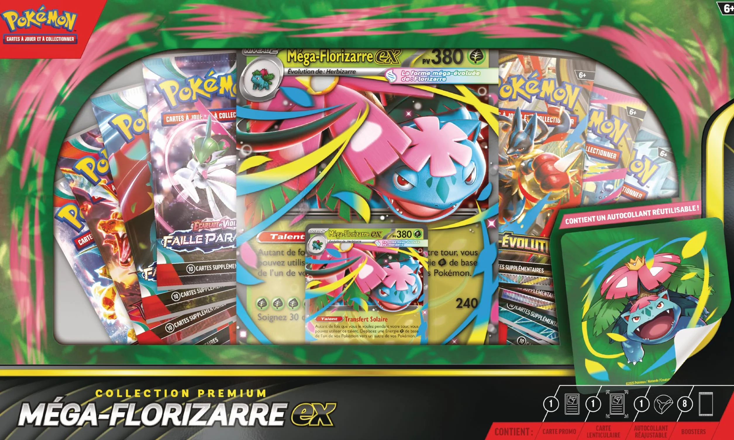 Pokémon : Kolekcja Premium Mega-Florizarre-ex (1 błyszcząca karta promocyjna, 1 duża soczewkowa karta promocyjna i 8 boosterów) od TCG Pokémon