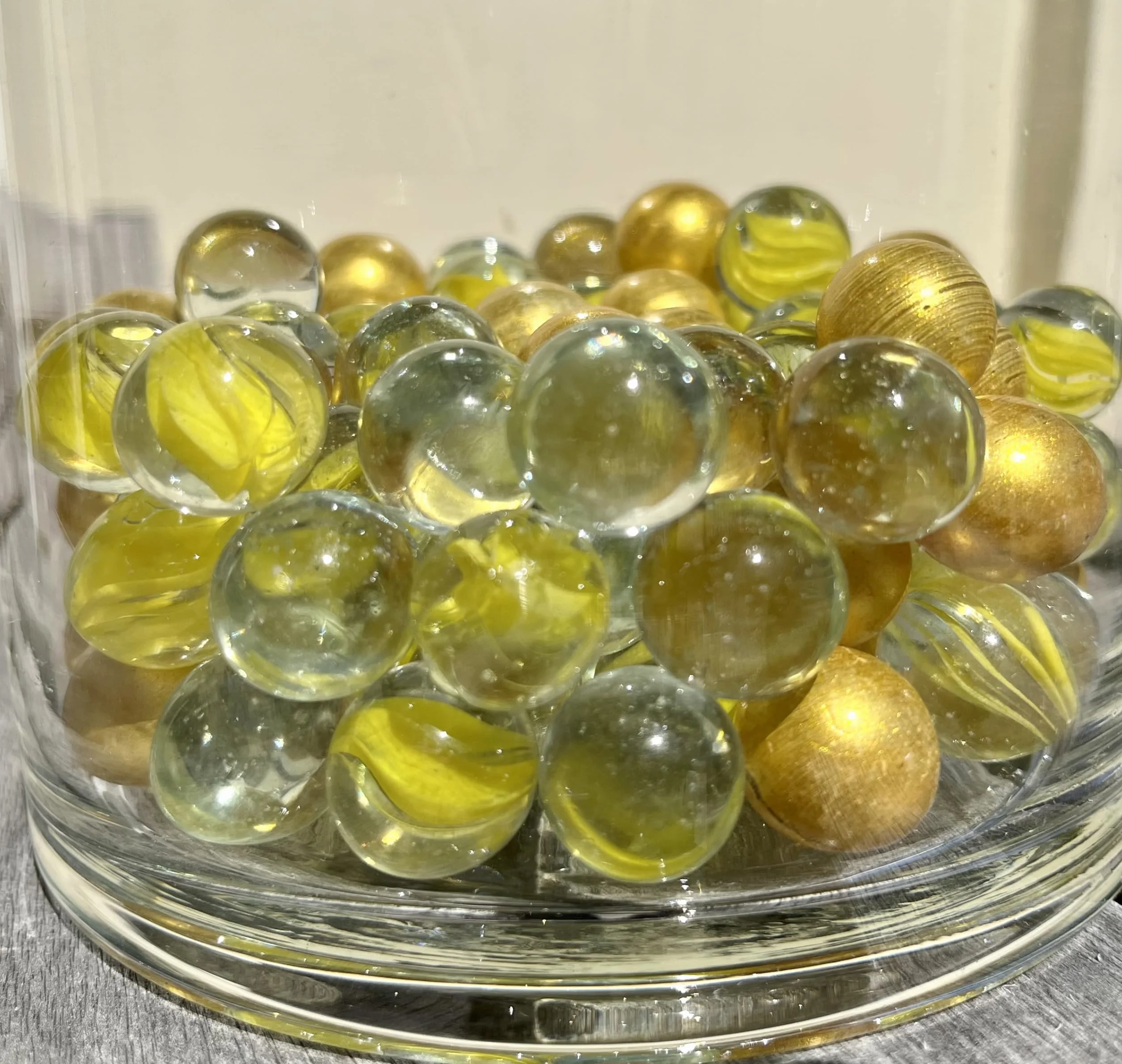 FAIRY TAIL & GLITZER FEE 100 kulek złota przezroczysta mieszanka szklanych kulek 16 mm gra w kulki złote przezroczyste kulki