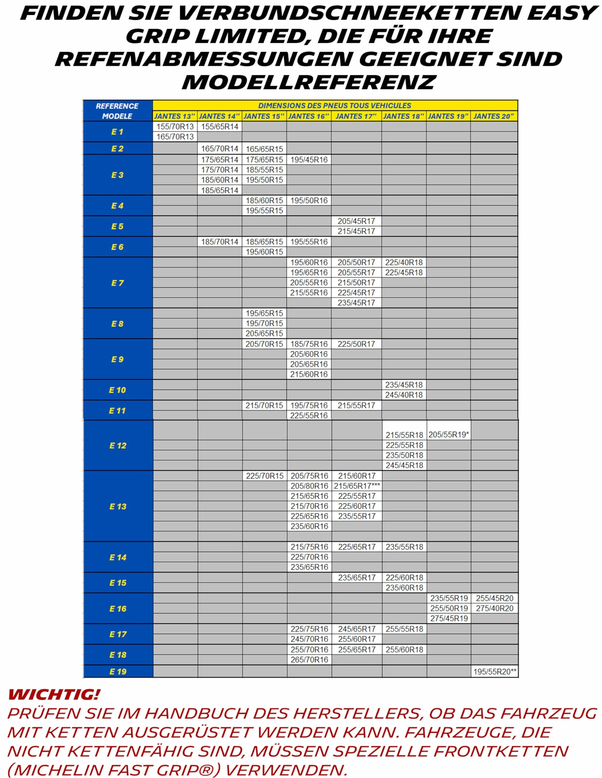 MICHELIN EASY GRIP Limited Kompozytowe łańcuchy śniegowe E16