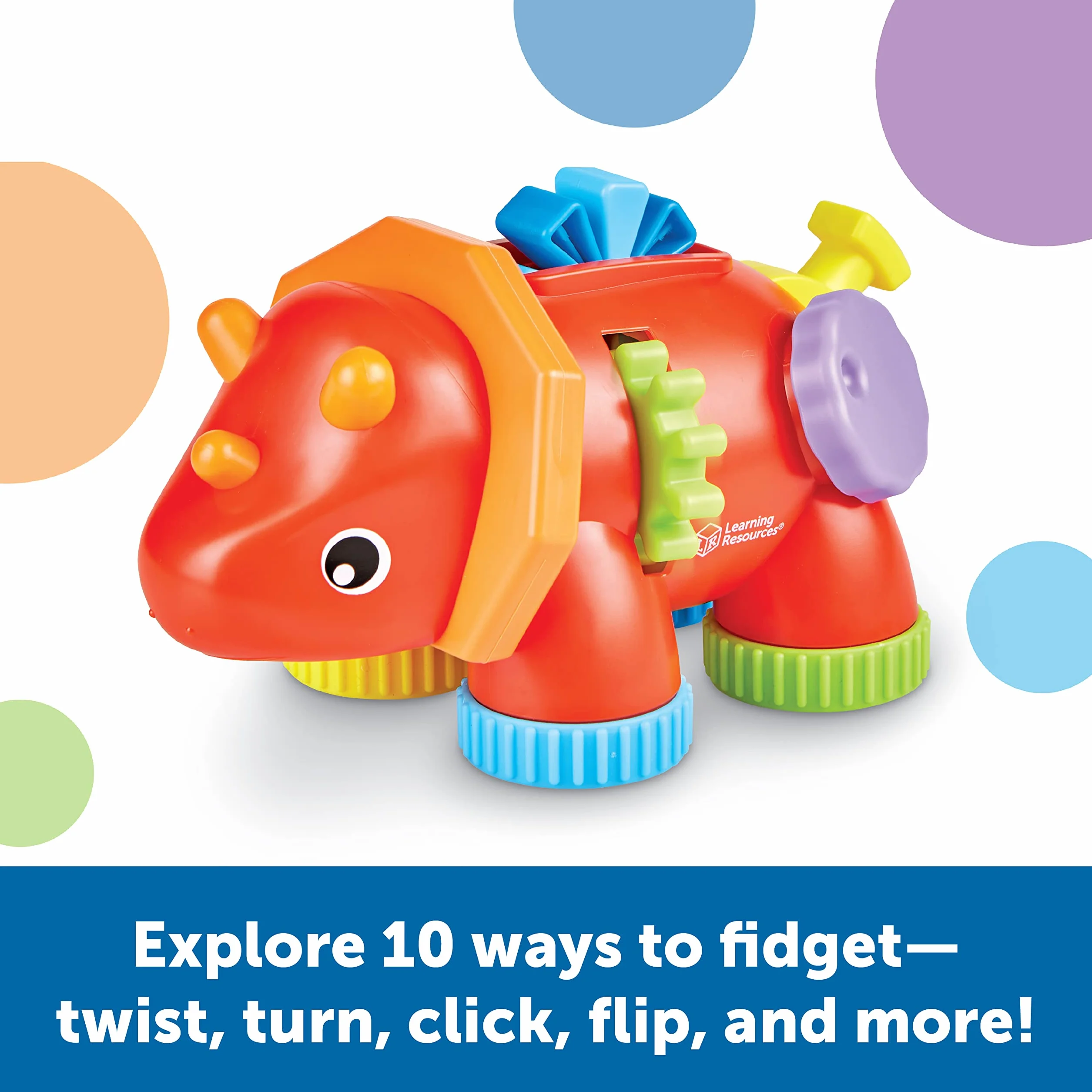 Learning Resources Triceratops Tracy – Zabawka Manipulacyjna, 1 element, Od 18 miesięcy, Zabawki dla małych dzieci, Zabawki sensoryczne dla maluchów, Rozwijające motorykę małą, Zabawki Montessori