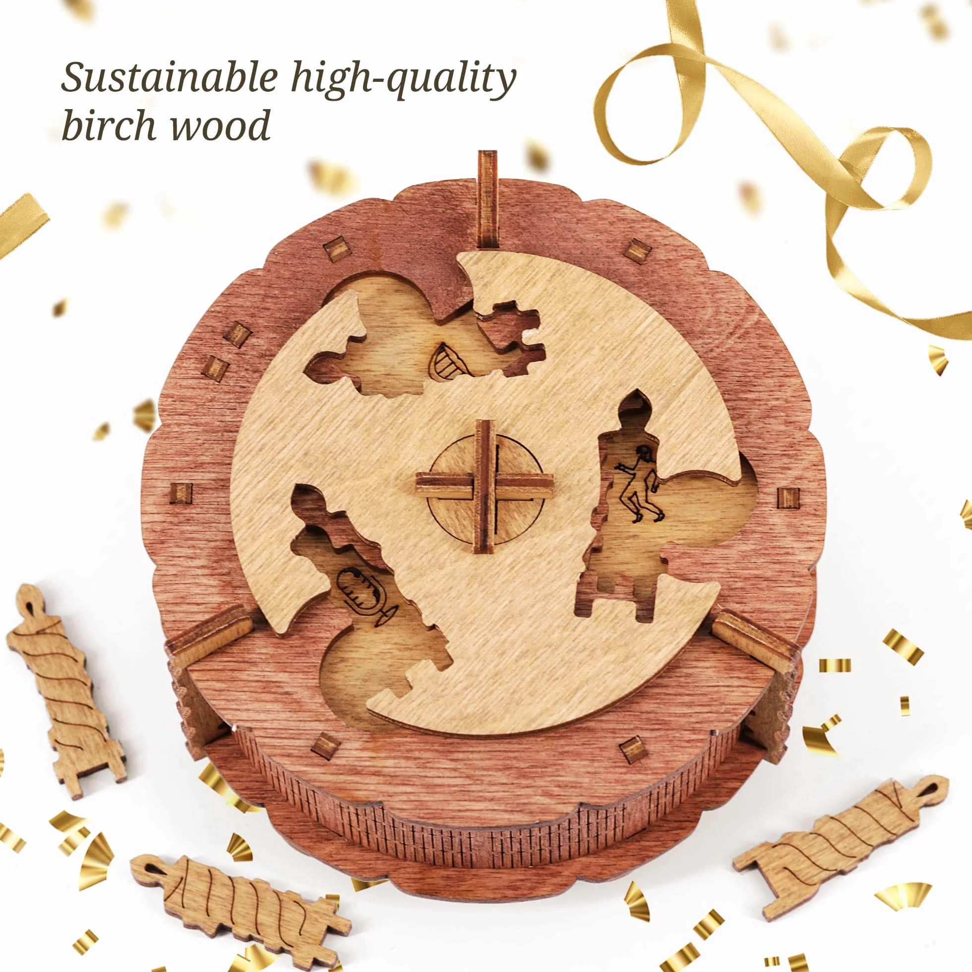 iDventure Happy Birthday Puzzle Pudełko. Spersonalizowany prezent urodzinowy. Mechaniczna skrzynia skarbów. 3D drewniane puzzle. Gra logiczna dla dorosłych.