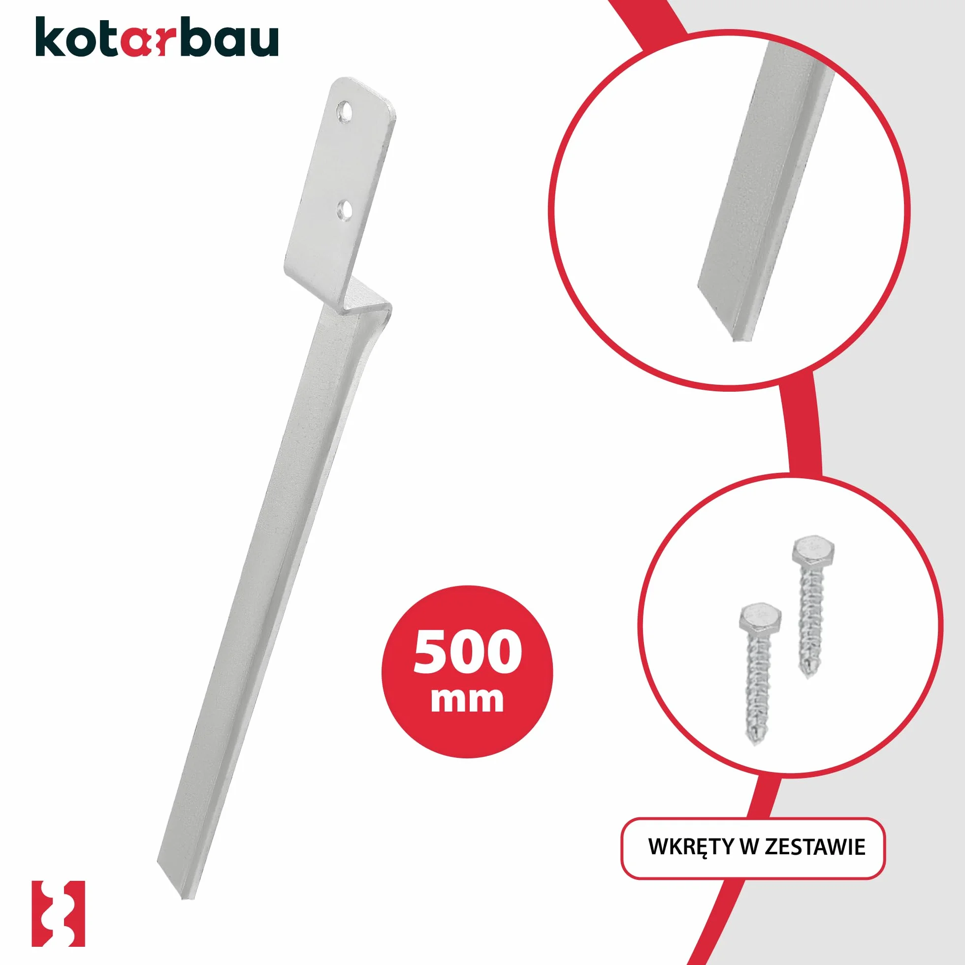 KOTARBAU® Podstawa Huśtawki - 50 CM - Kotwa Wbijana do Ziemi - Podstawa Słupa - Mocowanie Huśtawki - Zestaw 4 SZT