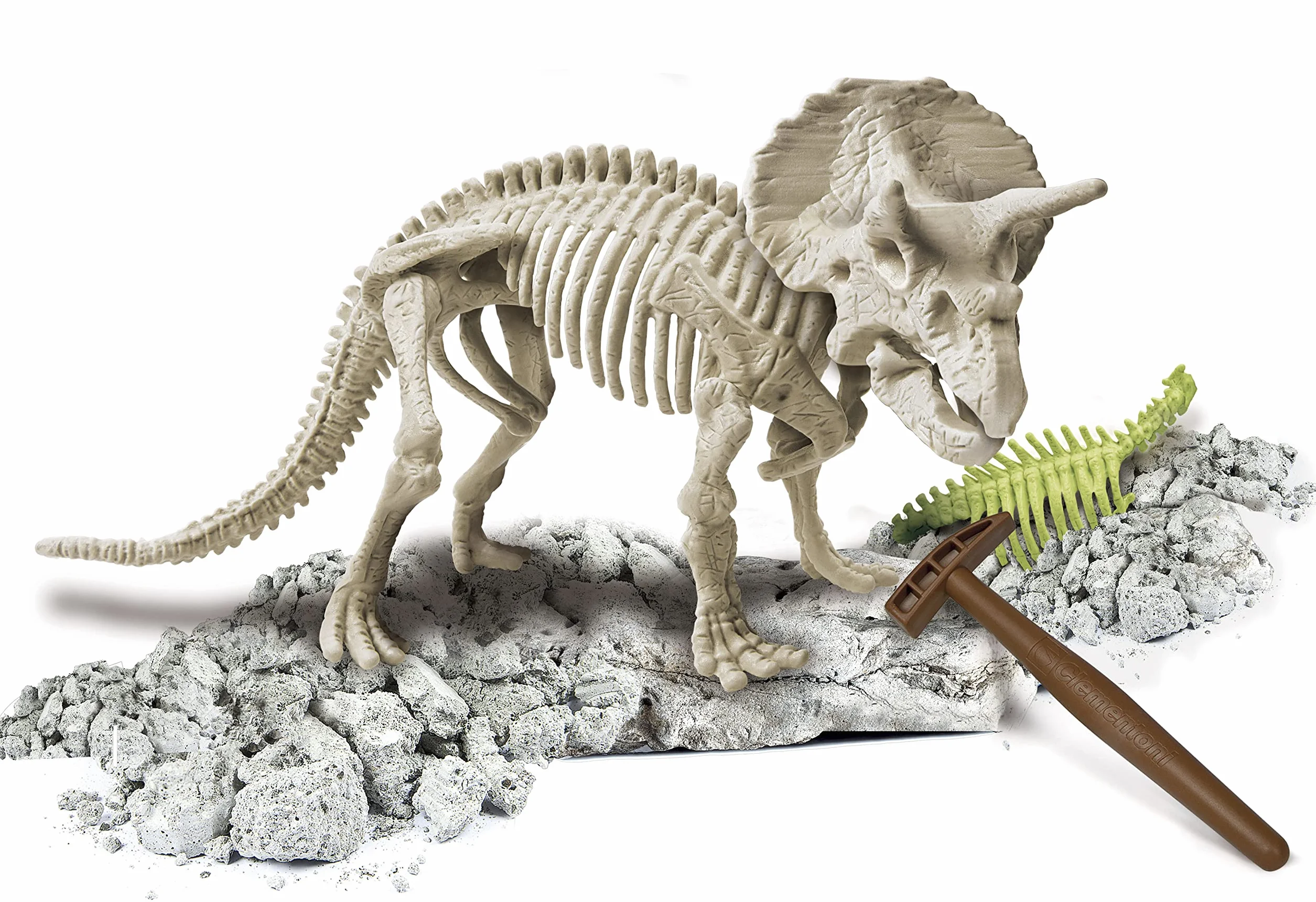 Clementoni - 60892 - Naukowa Zabawa Lab Skamieniałości - Triceratops Fluorescencyjny dla Dzieci od 7 Lat Wersja Polska