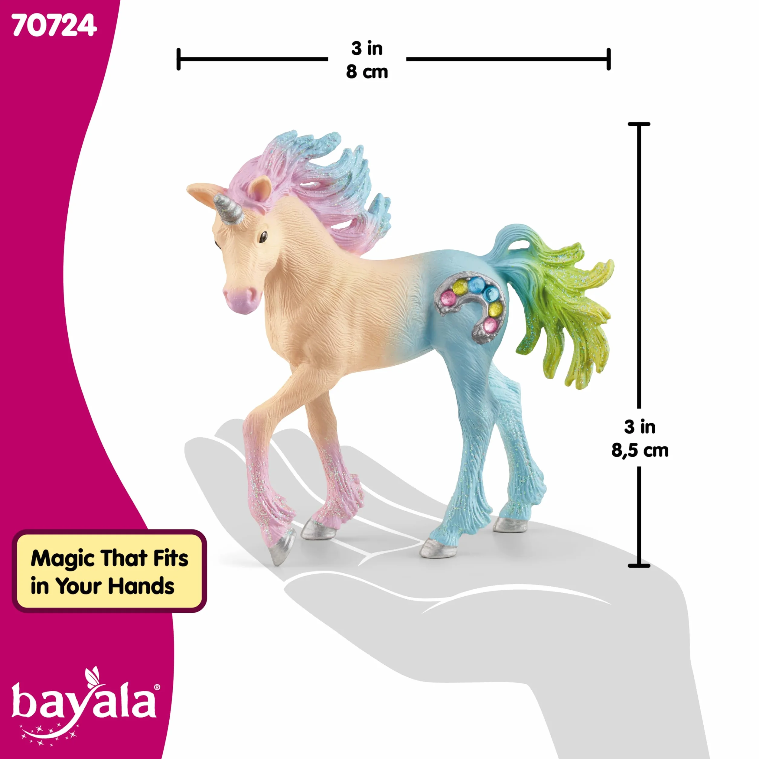 Schleich BAYALA Źrebię jednorożca cukierkowego 70724 Figurka kolekcjonerska 8 × 4 × 8 cm