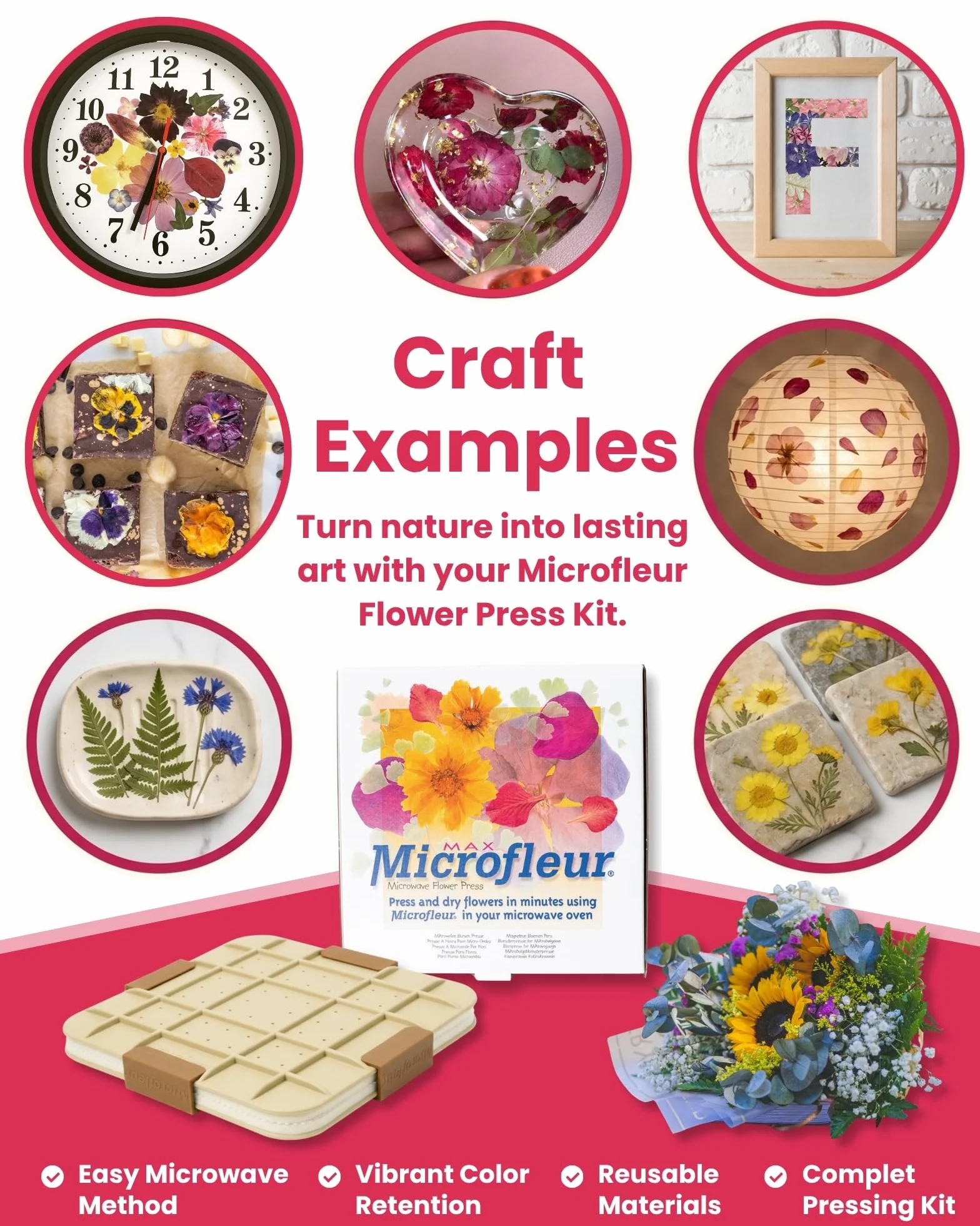 Microfleur 23 cm mikrofalówka maks. prasa do kwiatów