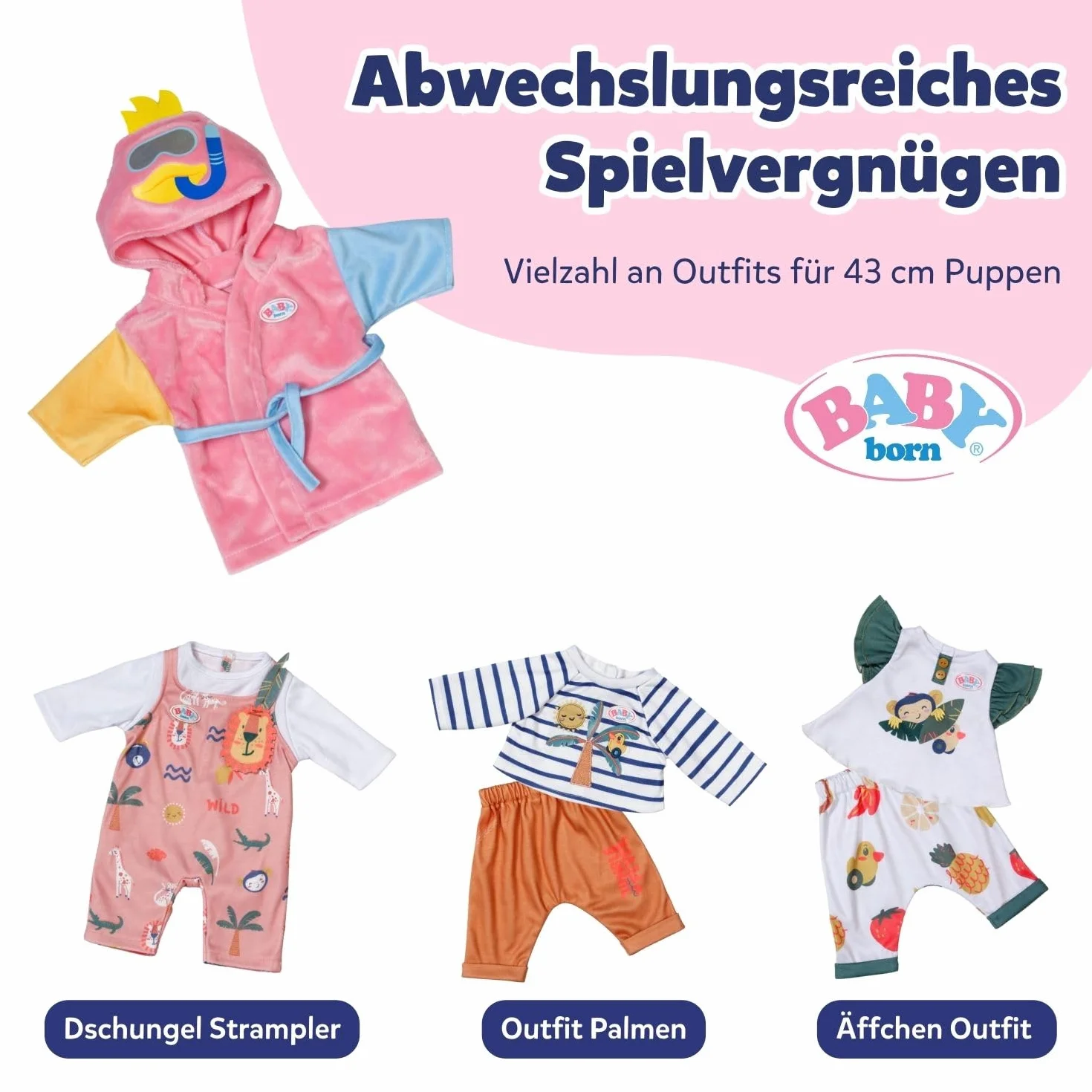 Szlafrok BABY born - z kaczką i rękawami akcesoria dla lalek, odzież odpowiednia dla lalek o rozmiarze 43 cm