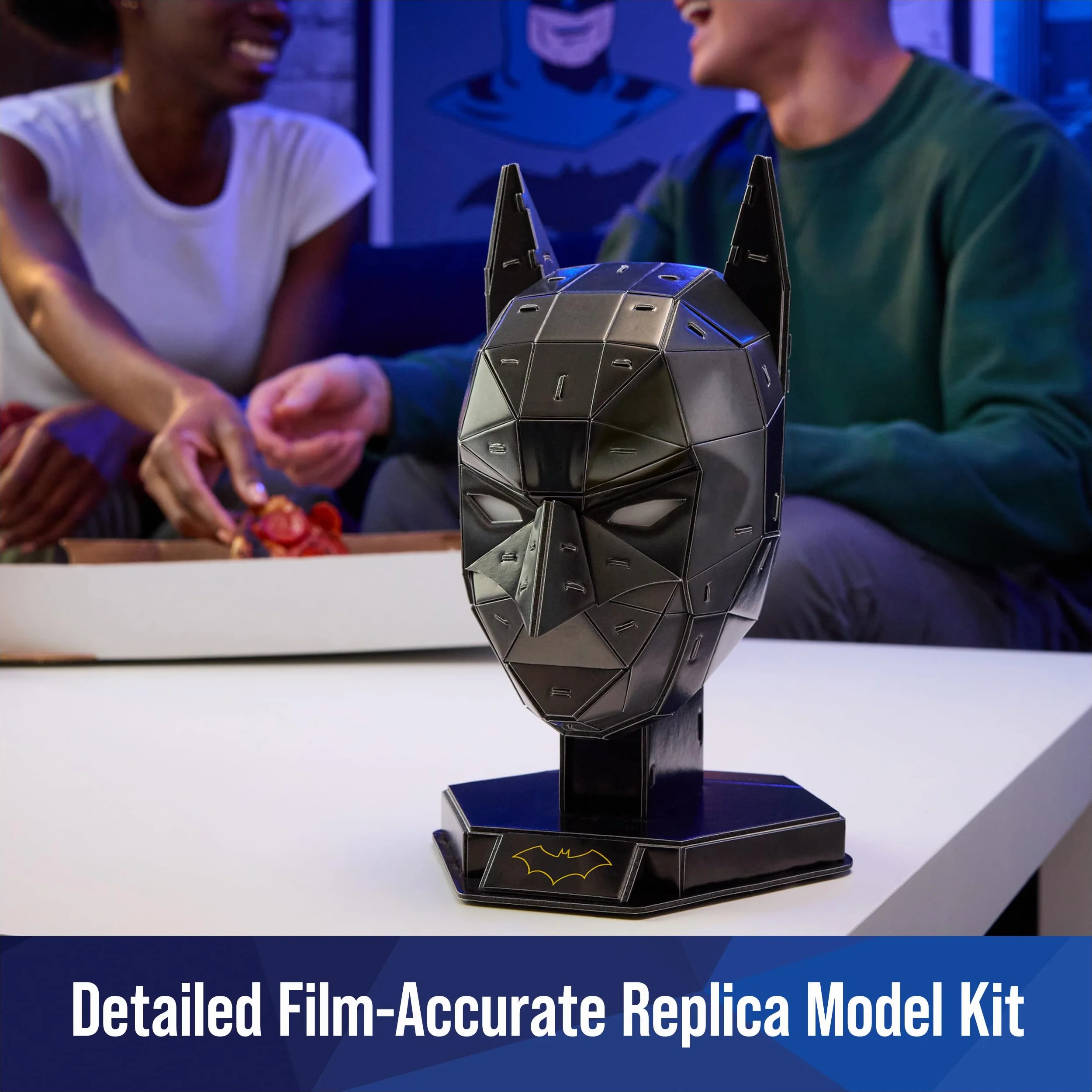 4D Build, Maska DC Batman 3D Zestaw do składania, 90 elementów z podstawką, Zabawki dekoracyjne na biurko Batman, Zabawki do budowania, Puzzle 3D dla dorosłych i nastolatków w wieku od 12 lat