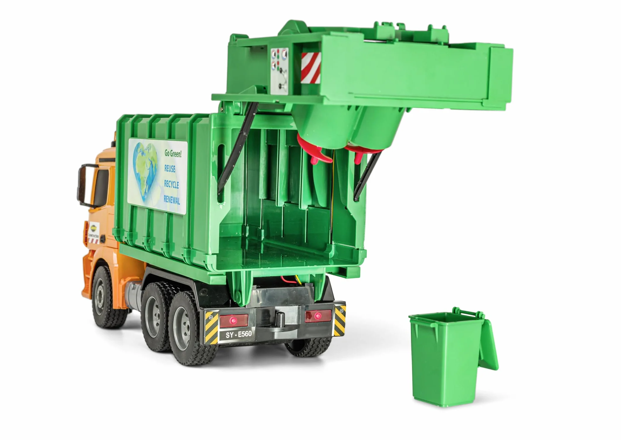 Carson 500907672 Arocs śmieciarka, 1:20 MB, 100% RTR – 100% gotowa do jazdy, zabawka, samochód zabawkowy, zdalnie sterowana śmieciarka, dla dzieci od 8 lat, czas jazdy ok. 30 min, kolor zielony