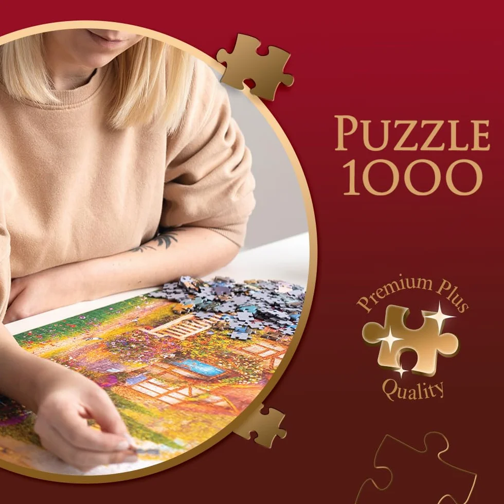 Trefl Premium Plus Quality - Puzzle Tea Time: Przygotowania do Wiosny - 1000 Elementów, Seria Malowanych Nostalgicznyh Obrazków, Idealne Dopasowanie Elementów, dla Dorosłych i Dzieci od 12 lat