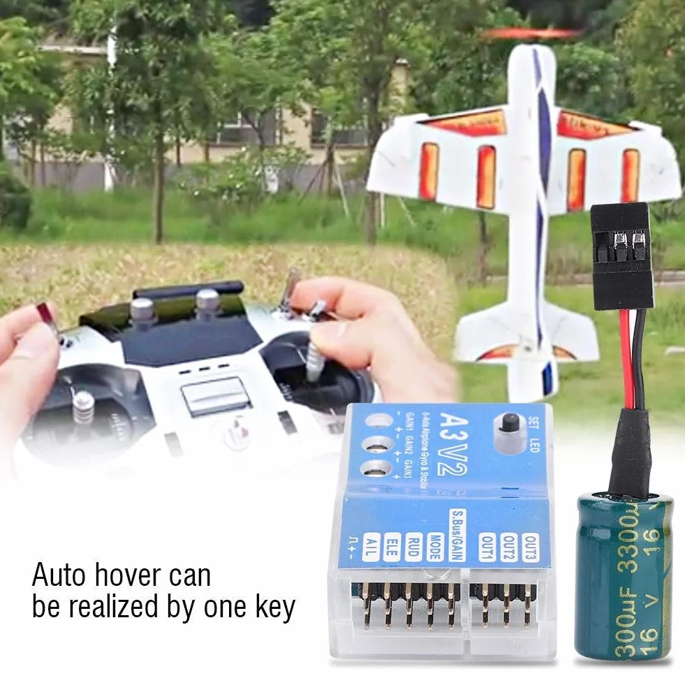 Sterownik lotu RC, stabilizator żyroskopowy F50A 3-osiowy system Gyro A3 V2 do samolotu ze stałym skrzydłem RC