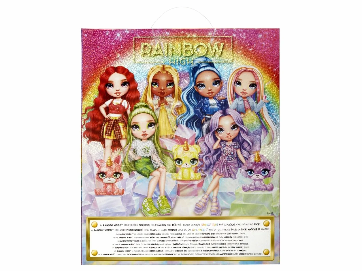 Rainbow High - Modna Lalka z Zestawem Slime i Zwierzątkiem - Amaya (Tęczowa) - 28 cm Połyskująca Lalka z Zestawem Slime, Magicznym Zwierzątkiem i Akcesoriami - 4-12 Lat