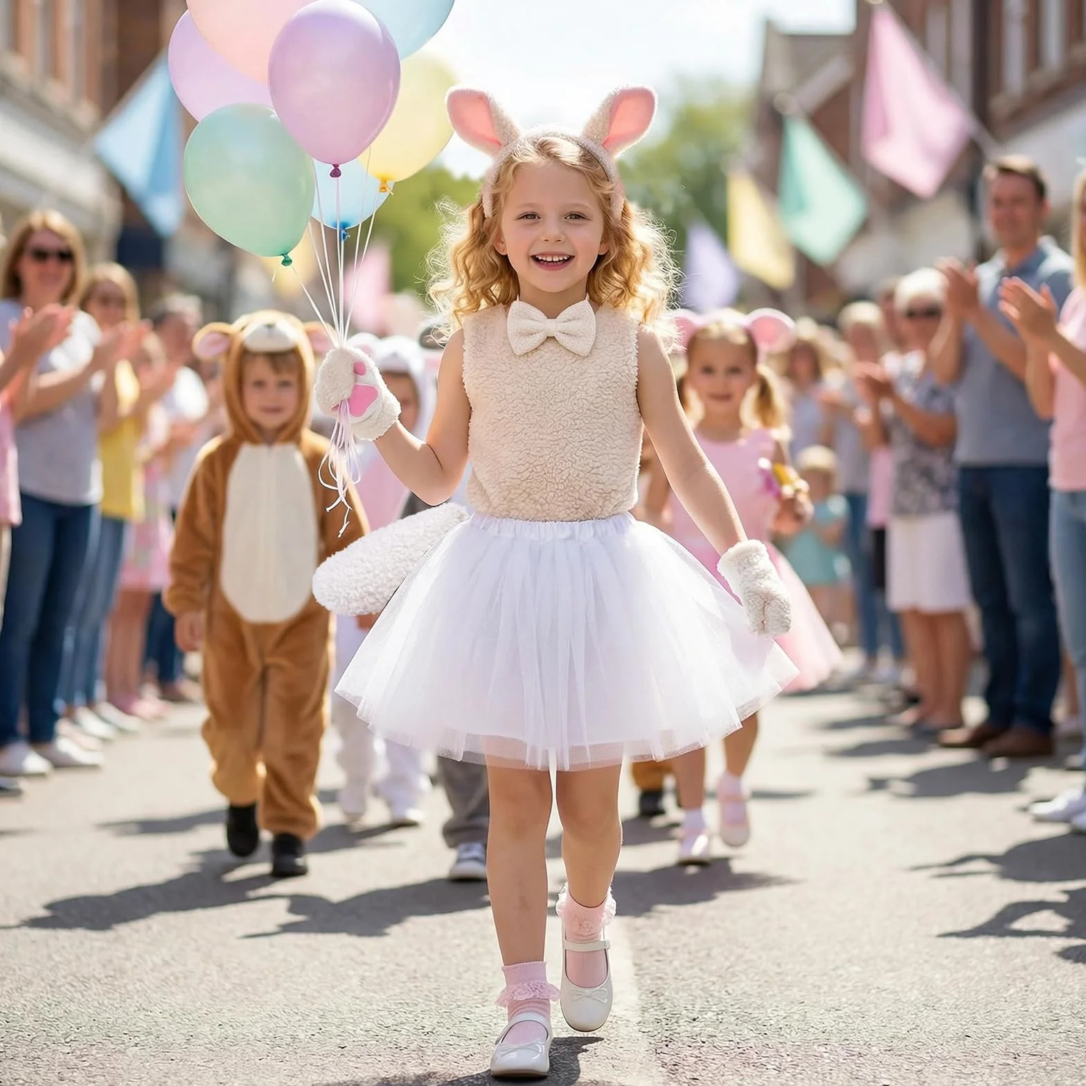 Kostium zwierzęcy dla dzieci, 5-częściowy zestaw, kostium zwierzęcy, ogon na imprezę urodzinową, akcesoria na Wielkanoc, kostium Cosplay, kostium karnawałowy, akcesoria na imprezę