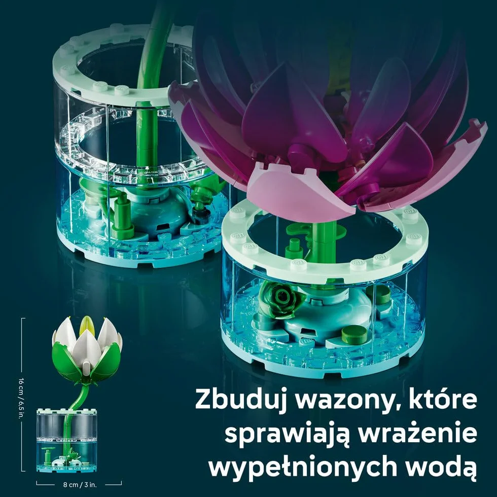LEGO Botanicals Lilie wodne, zestaw konstrukcyjny dla dzieci, kwiatowa dekoracja, dwie lilie wodne z wazonami, pomysł na prezent na urodziny dla dziewczynki i chłopca od 9 lat 11511