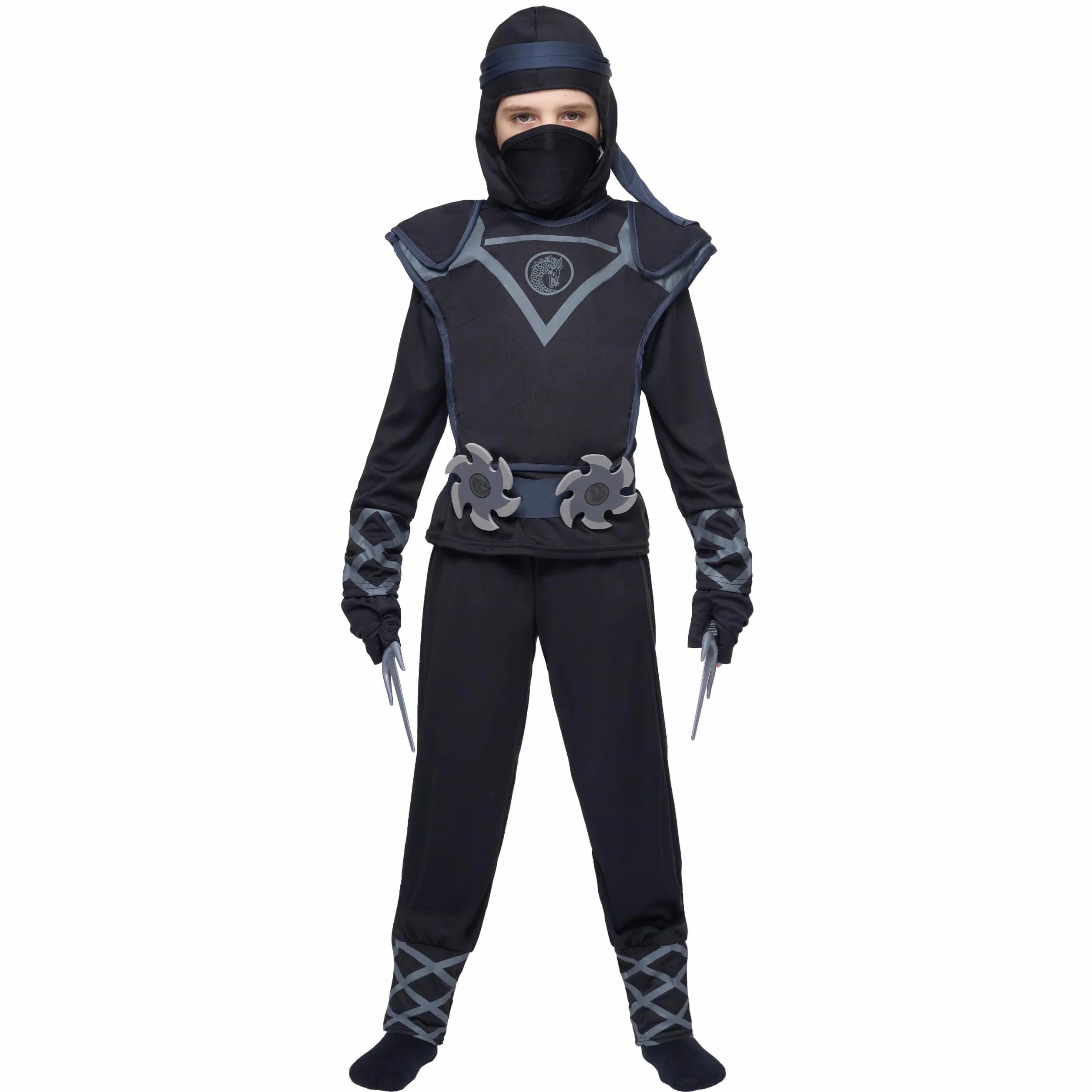 Spooktacular Creations Deluxe czarny kostium ninja zestaw z materiału piankowego Ninja, zabawka, dla dzieci, strój Kung Fu, pomysły na Halloween