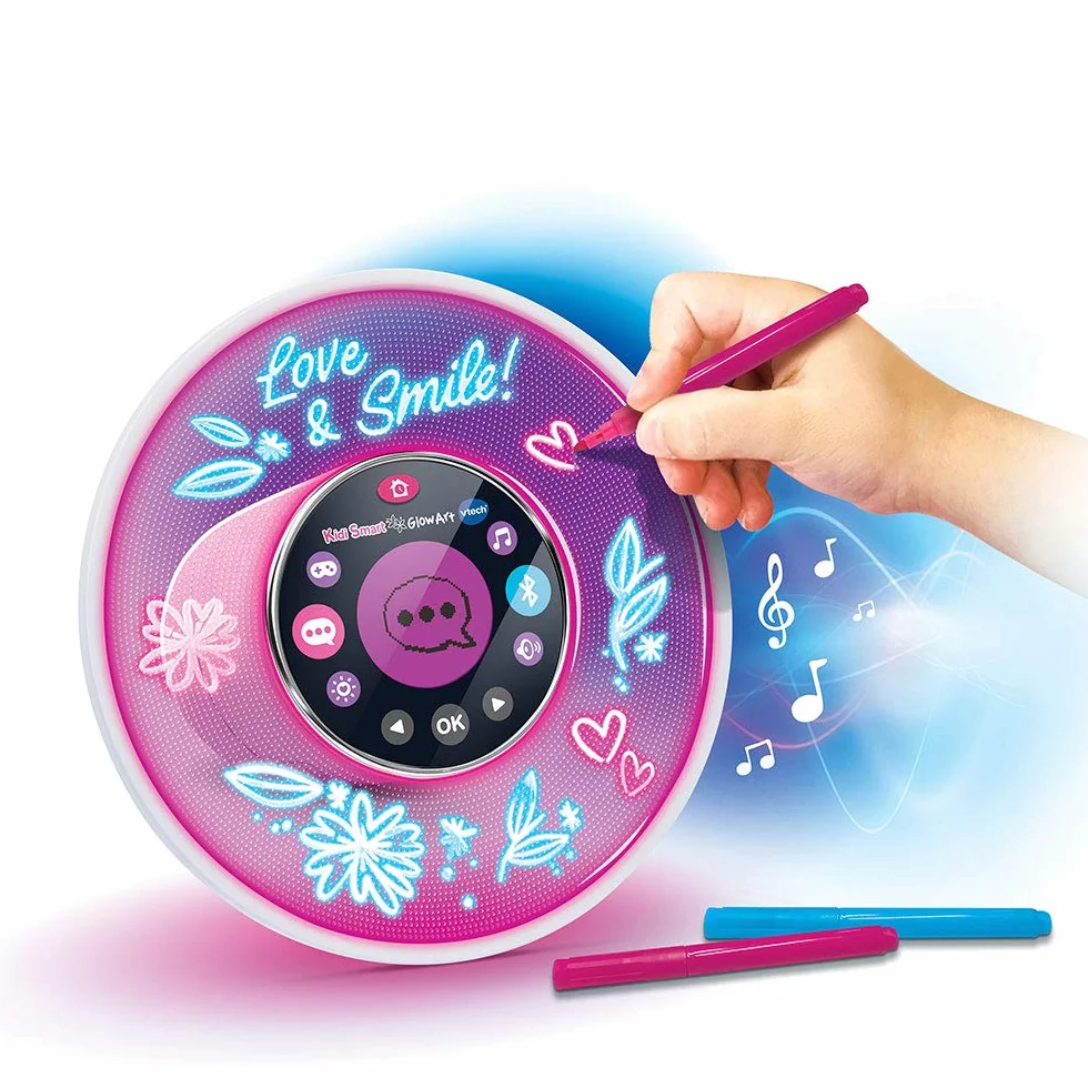 VTech - Kidi Smart Glow Art, podświetlany i inteligentny głośnik Bluetooth do personalizacji za pomocą 2 markerów z efektami neonowymi, magiczna aktywność, budzik, gry, prezent dla dzieci od 6 lat -