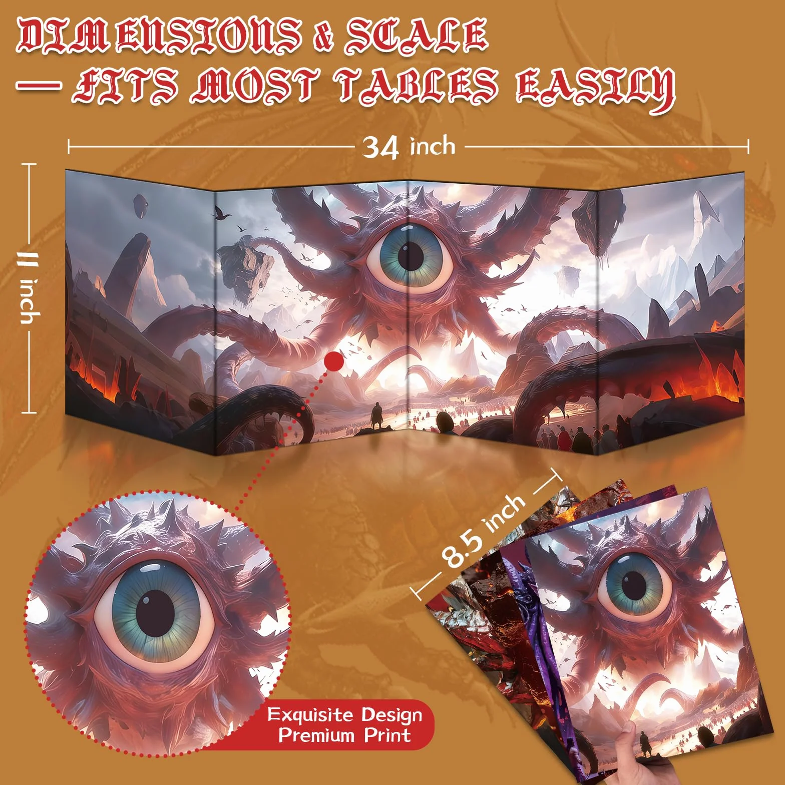 Byhoo Ekran DM 2 sztuki do D&D 5E – akcesoria DND, wodoodporne, wielokrotnego użytku, potrójnie składany, przenośny, format A4, kompatybilny z zasadami rdzenia 5E