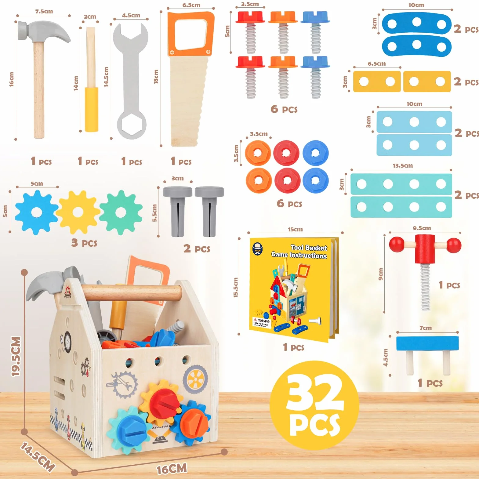 Vanplay Zestaw narzędzi dla dzieci drewniane zabawki zabawki dla małych dzieci narzędzie ławka zabawki dla 3-letniego chłopca dziewczynki Montessori zabawki dla dzieci w wieku 3-4 5 lat
