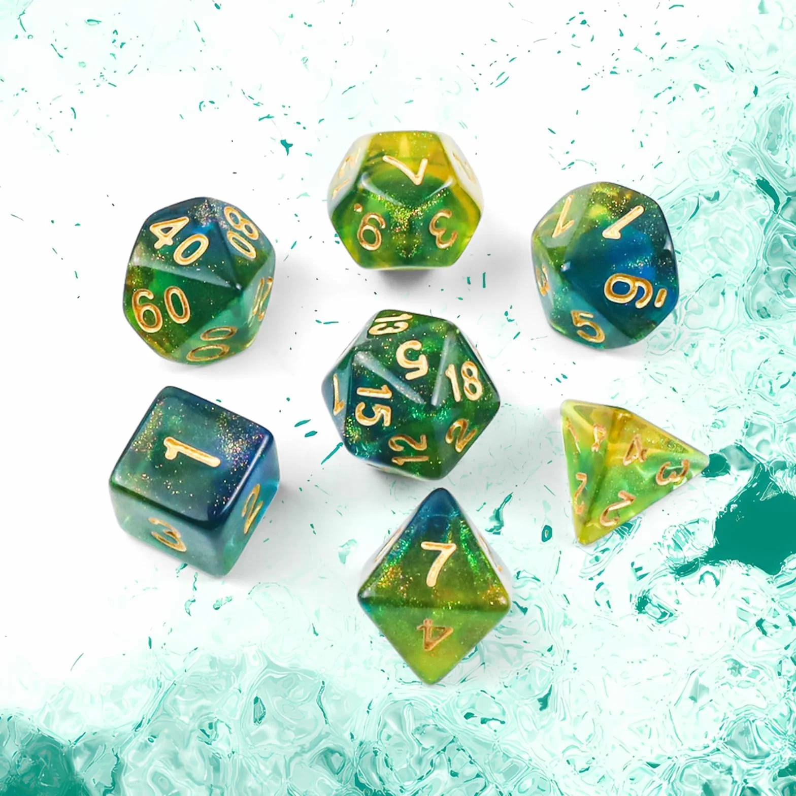 Zestaw wielościennych kostek, 7 sztuk DND Dice, zestaw błyszczących kostek, do lochów i smoków, MTG, kostki RPG, gry stołowe D&D D20 D12 D10 D8 D6 D4