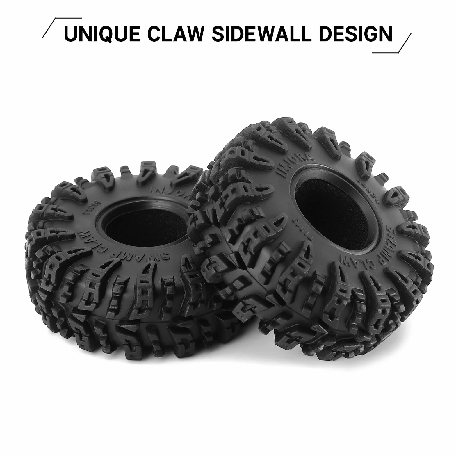 INJORA 1.0 Opony - S5 Swamp Claw Mud Terrain opony do TRX4M AX24 SCX24 FCX24 1/18 1/24 RC Crawler Auto, 64 * 24 mm, T1019