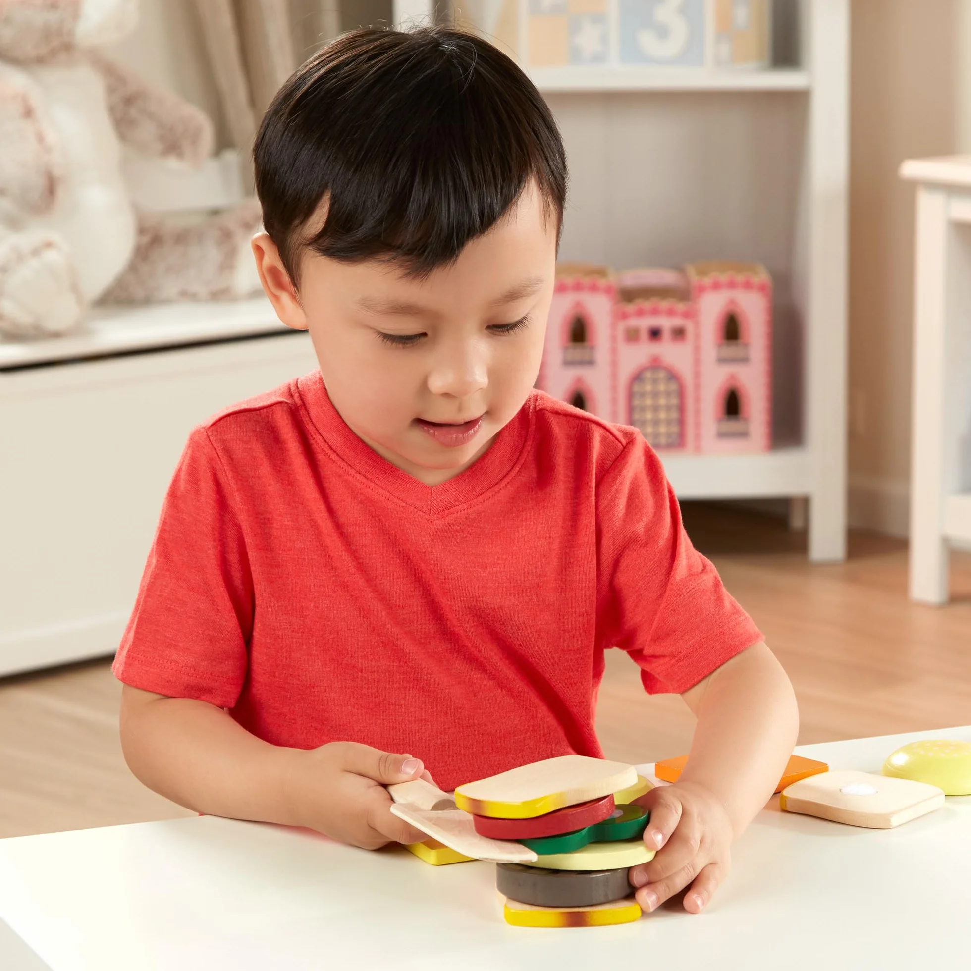 Melissa & Doug Sanwich Set Żywność do Zabawy, Wielokolorowy, ‎33.02 x 24.13 x 5.08 cm, 17 Elementów