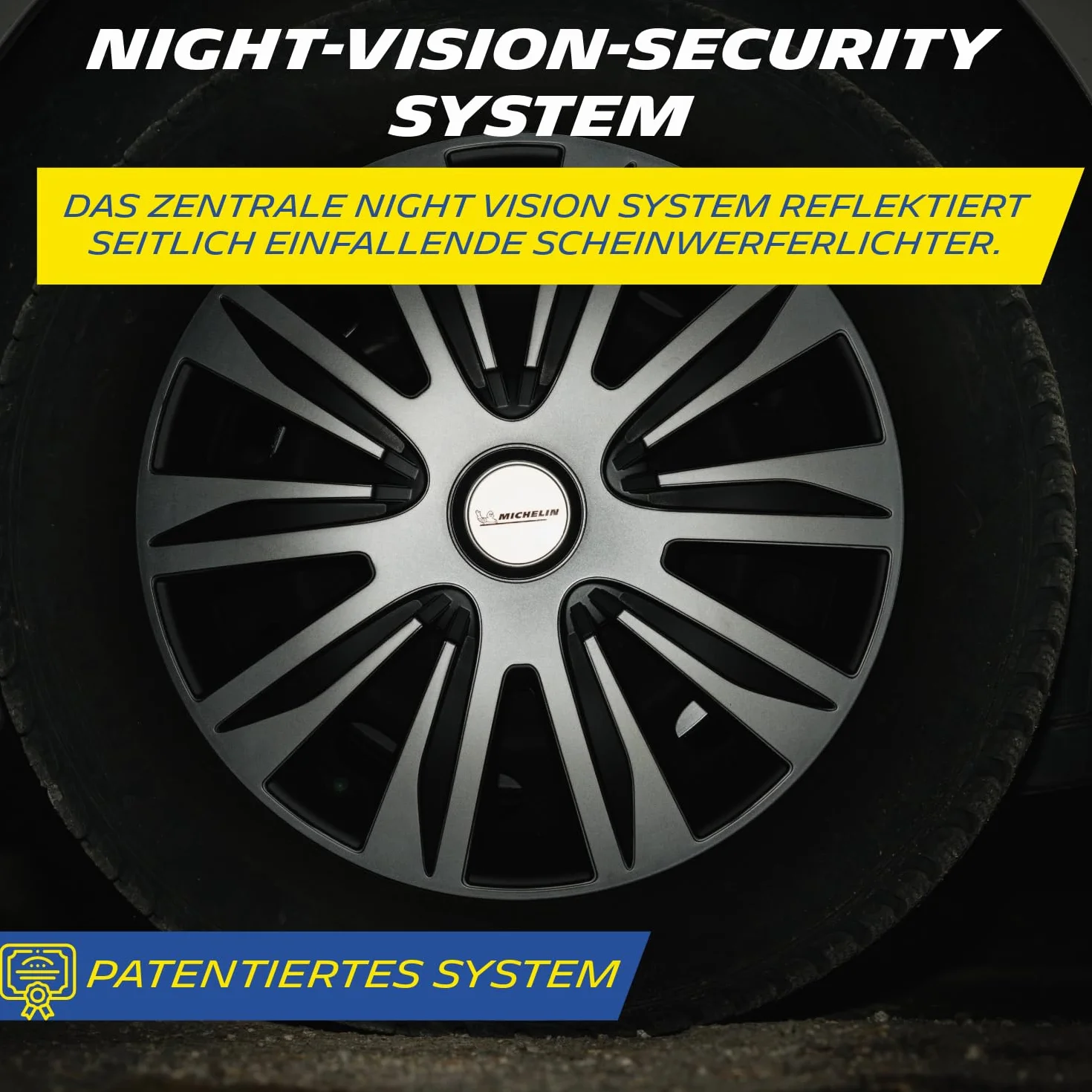 MICHELIN Uniwersalne kołpaki ozdobne MX-MS 15 cali, zestaw 4 sztuk, do samochodu, tworzywo sztuczne ABS, srebrne, z chromowanym pierścieniem