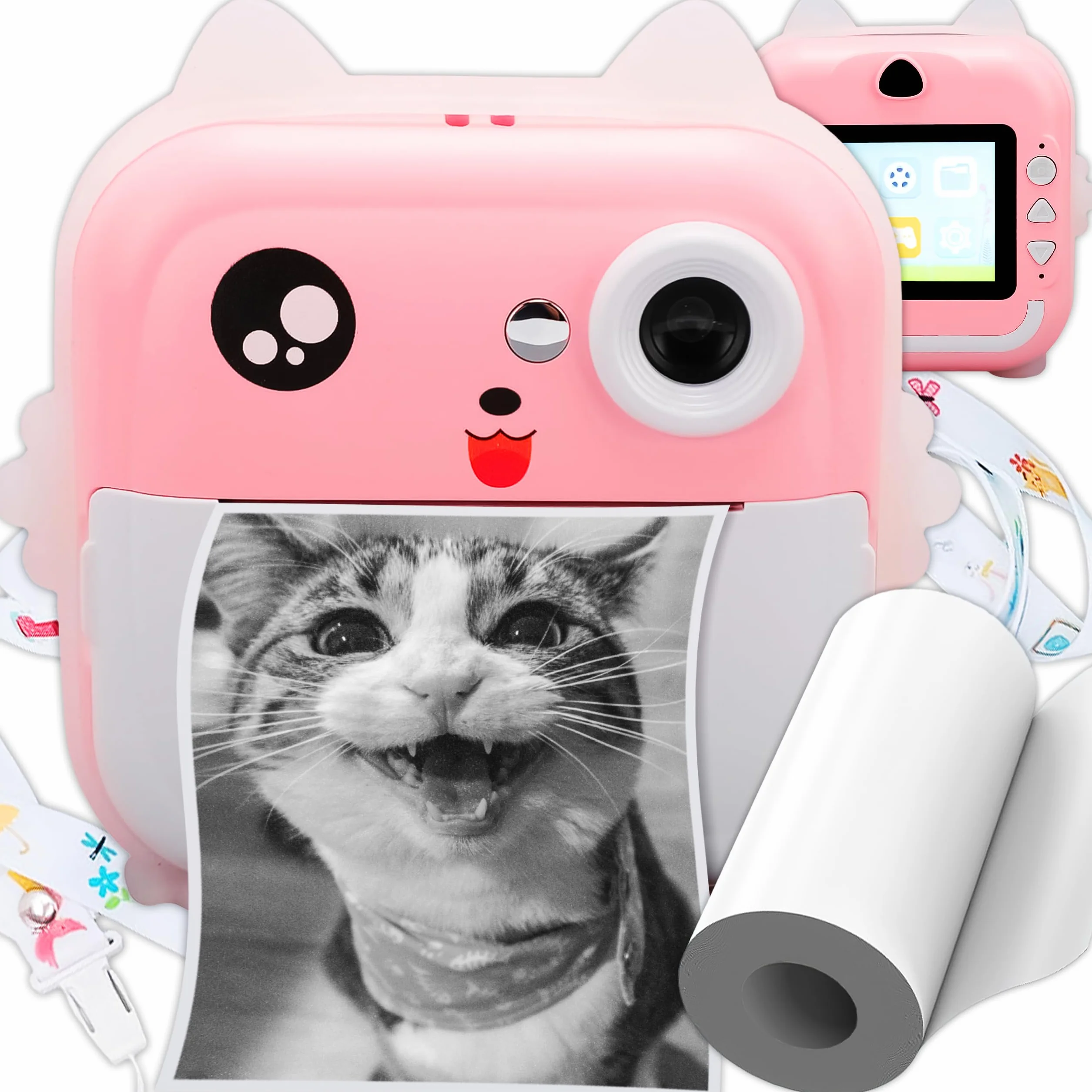 KRUMAD Mini kamera natychmiastowa z drukarką do zdjęć, fotodrukarka dla dzieci i nastolatków, aparat z Bluetooth, grami, nagrywaniem wideo i naklejkami