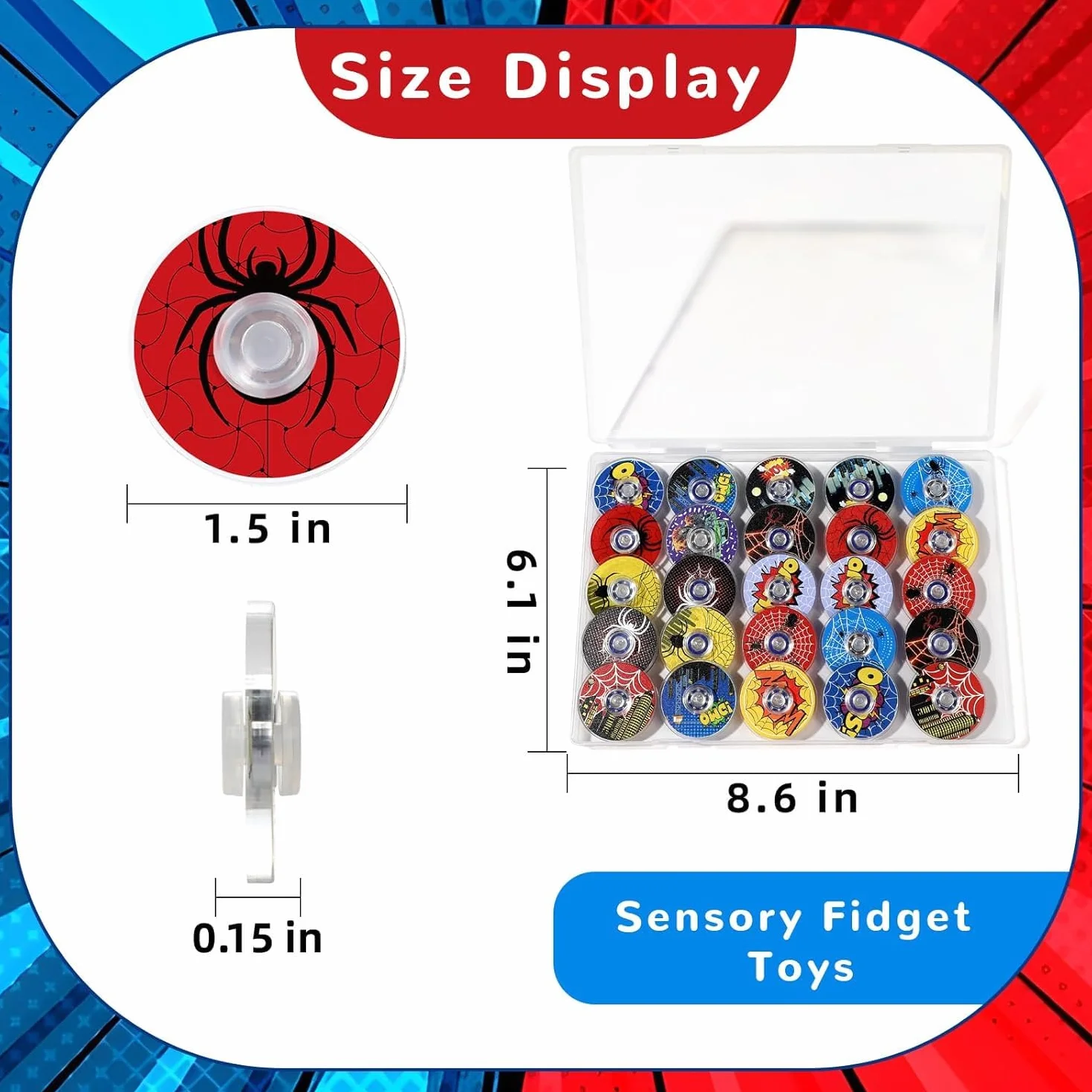SCIONE 24Pcs Fidget Spinners na prezenty na imprezę (H-czarny)