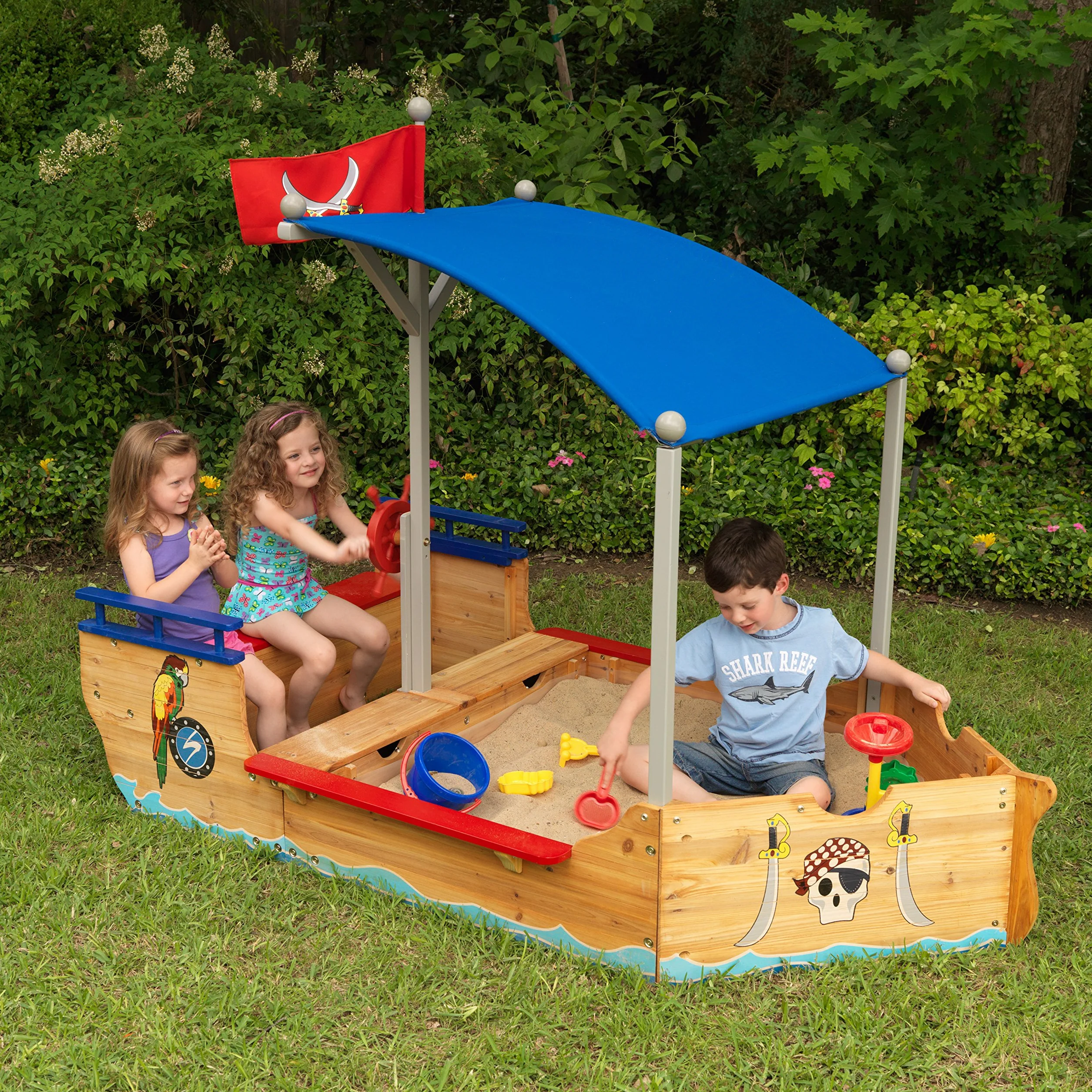 KidKraft Piracka piaskownica z drewna, 128 szt