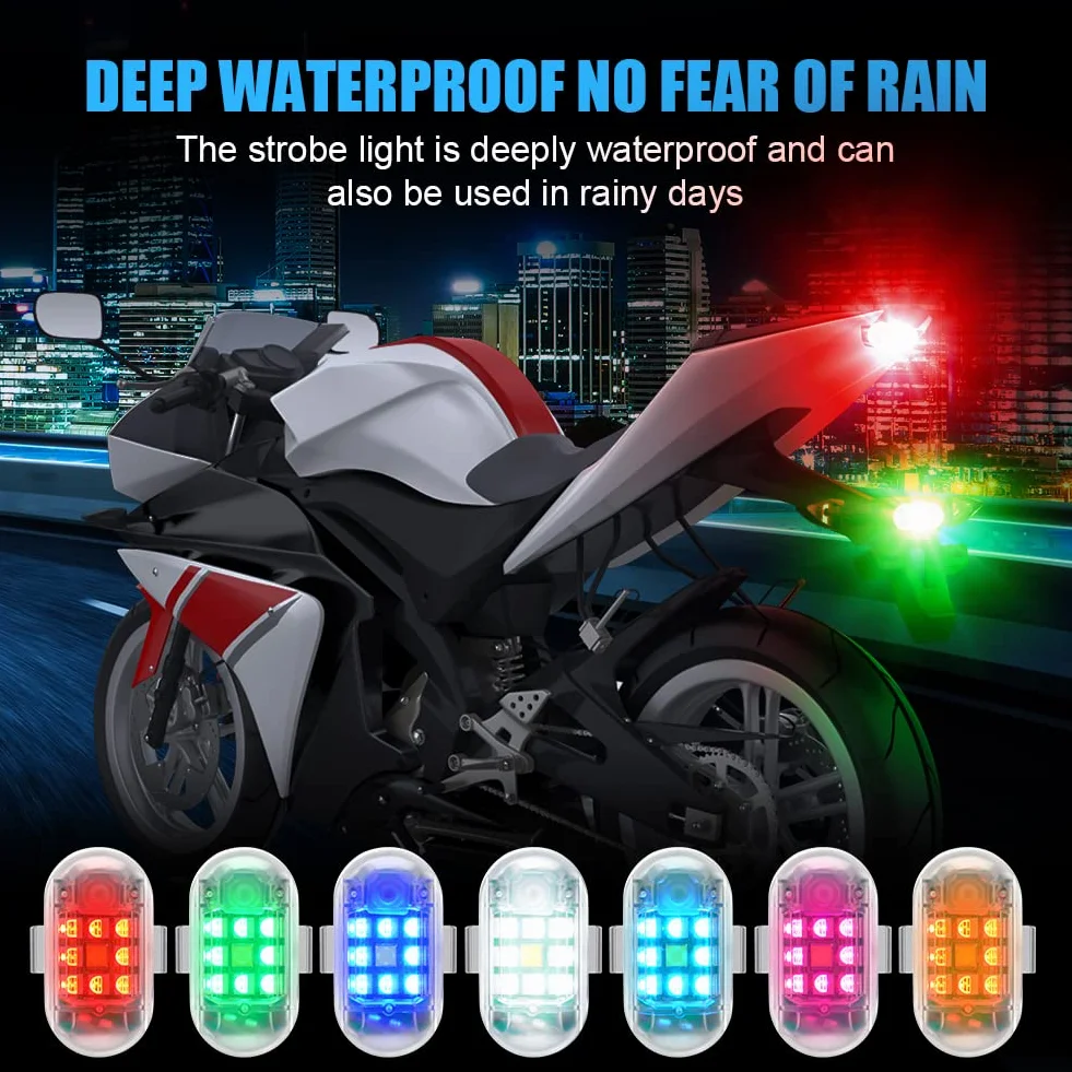 Ainiv Drone Strobe Light, 2PCS Drone Strobe Light, światło antykolizyjne do lotów nocnych, światła ostrzegawcze LED w nocy, 7 kolorów bezprzewodowych do motocykli, samochodów RC, dronów