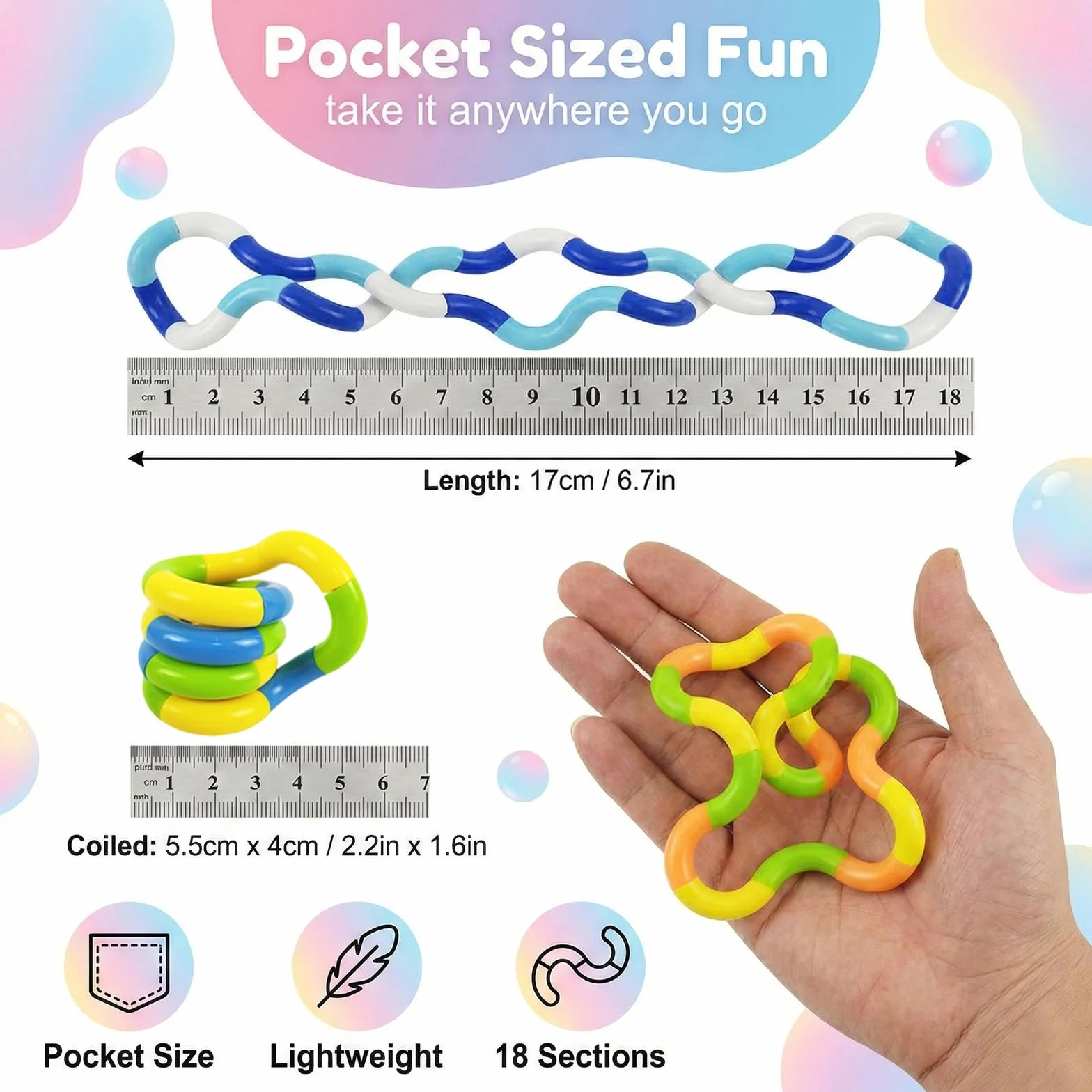 Tangle Fidget Toy, zabawka z autyzmem, redukuje stres i stymulacja sensoryczna, dla dorosłych i dzieci, idealna do domu, biura lub w podróży