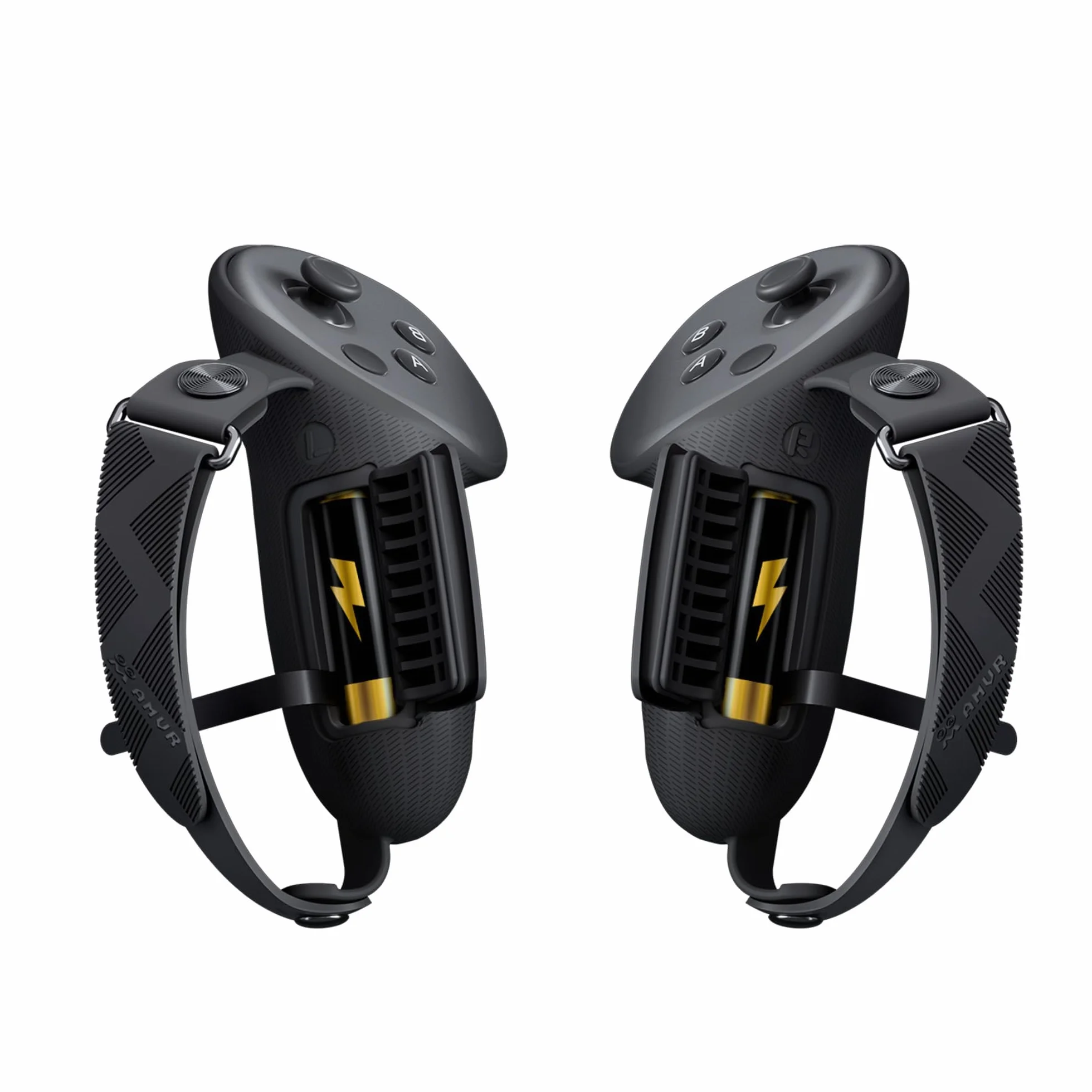 AMVR Upgraded Controller Straps Grips Cover kompatybilny z akcesoriami Quest 3S/3, z pokrywą otworu na baterię i silikonową osłoną aktywnych pasków na kostki (nie do stacji ładującej)