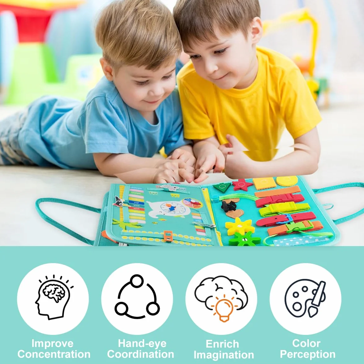 Montessori Busy Board zabawka motoryczna dla małych dzieci, 4-warstwowa deska do aktywności od 2 lat, dla dziewczynek i chłopców, książka o aktywności dla dzieci od 1, 2, 3, 4 lat, zabawka edukacyjna,