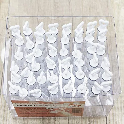 Ideen mit Herz Pęcherzyki mydlane na wesele, chrzest, urodziny, zaręczyny, Walentynki, prezent dla gości, 5 ml, z uchwytem w kształcie serca, 10,5 x 1 cm