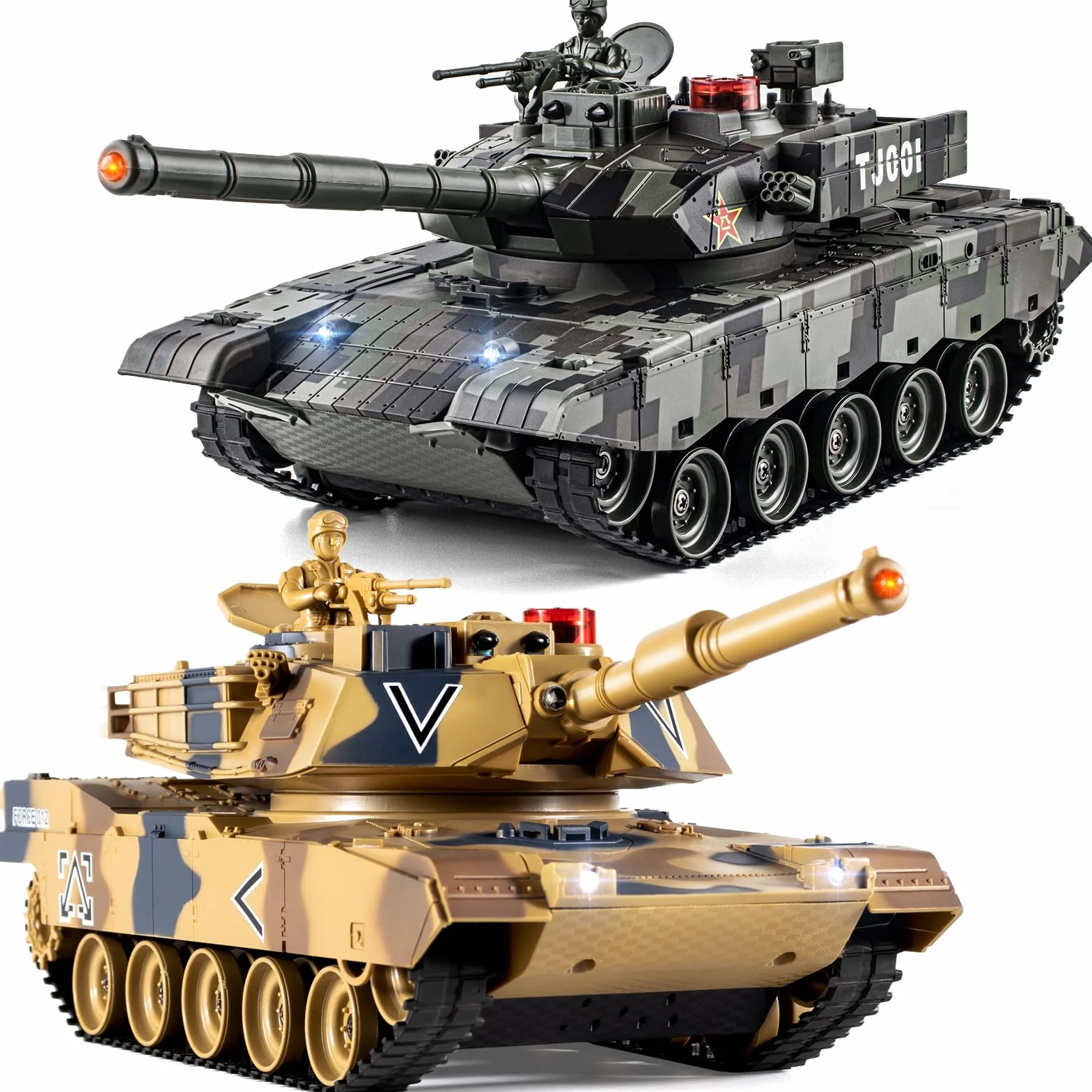 Supdex RC czołg, pilot zdalnego sterowania 1/24 model czołgu USA M1A2 i Chiny 99 z 2,4 GHz ze światłem i dymem, efekty dźwiękowe i wibracje, dla dzieci od 6 lat, prezent dla chłopców