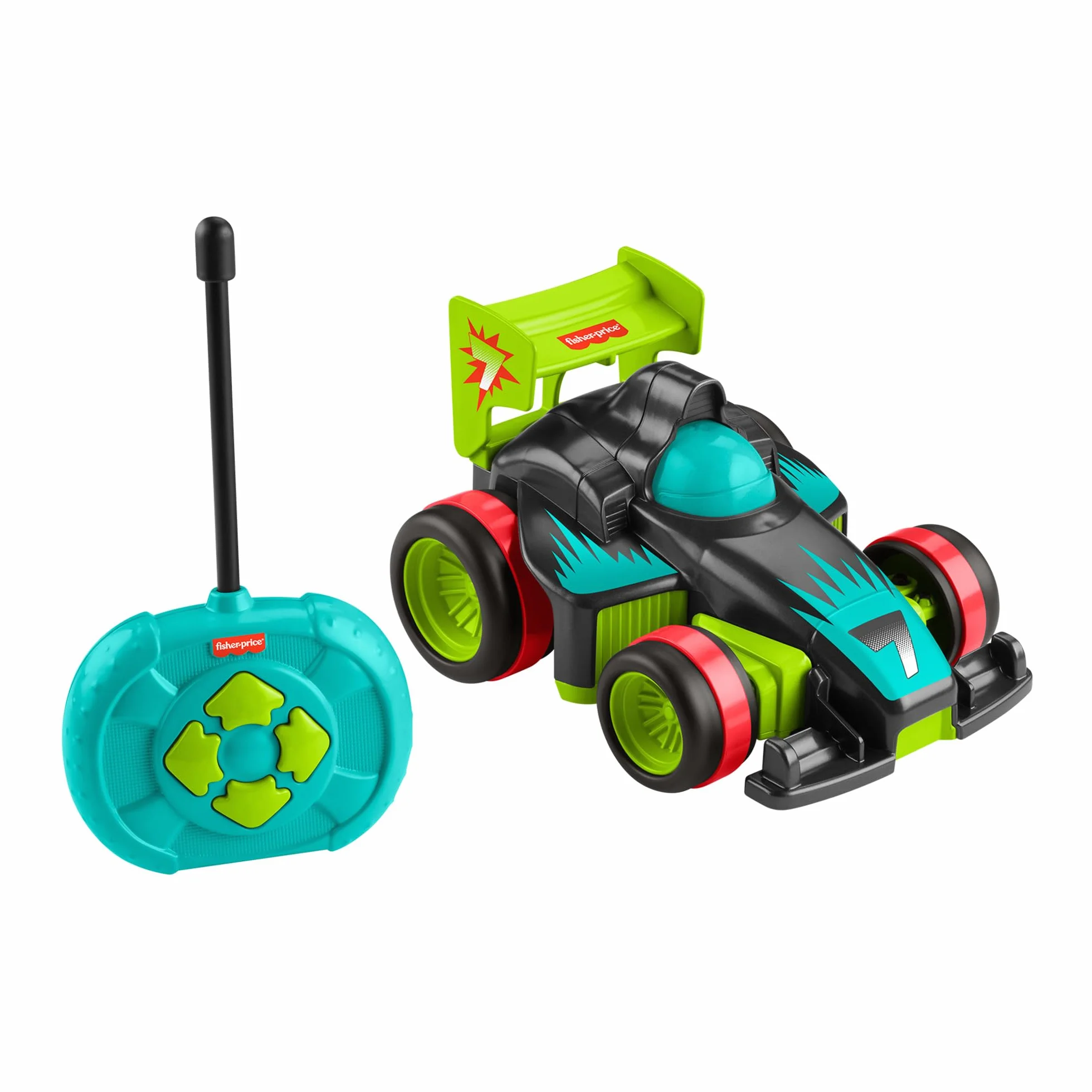 Fisher-Price MY Easy RC Zdalnie sterowany samochód Zielono-niebiesko-czerwony o 2 prędkościach dla dzieci od 3 roku życia, HYH28