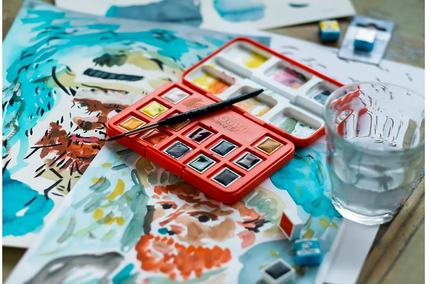 Talens Van Gogh Pocket Box pudełko z 12 farbami akwarelowymi