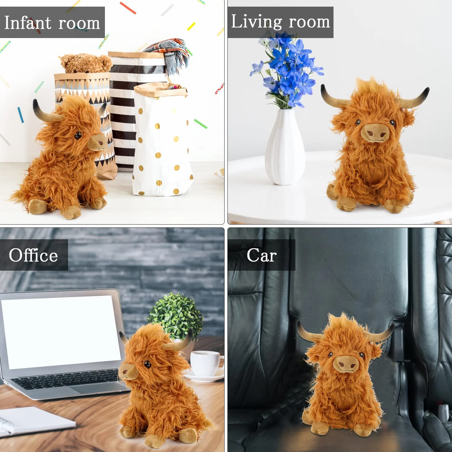 Highland Cow Soft Toy pluszowa zabawka, krowa góralska, pluszowa krowa góralska, przytulanka, realistyczna miękka zabawka na farmie, wołowina góralska, realistyczna szkocka bydło góralskie