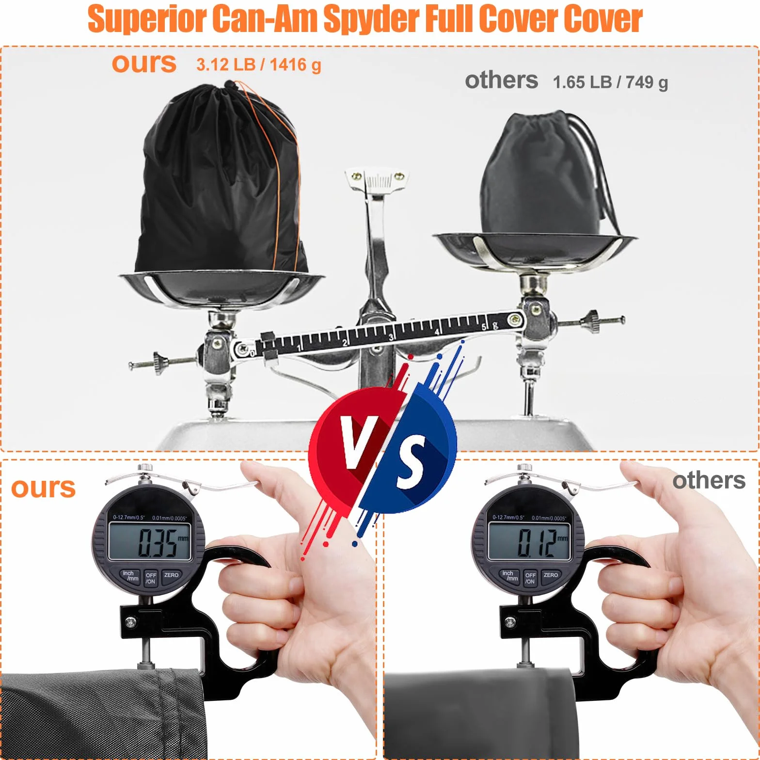 Can-Am Spyder Wodoodporna plandeka 420D Spyder Full Cover z 3 paskami odblaskowymi do Can-Am Spyder RT/F3 S/Limited, trzykołowy pokrowiec na motocykl, ochrona zewnętrzna