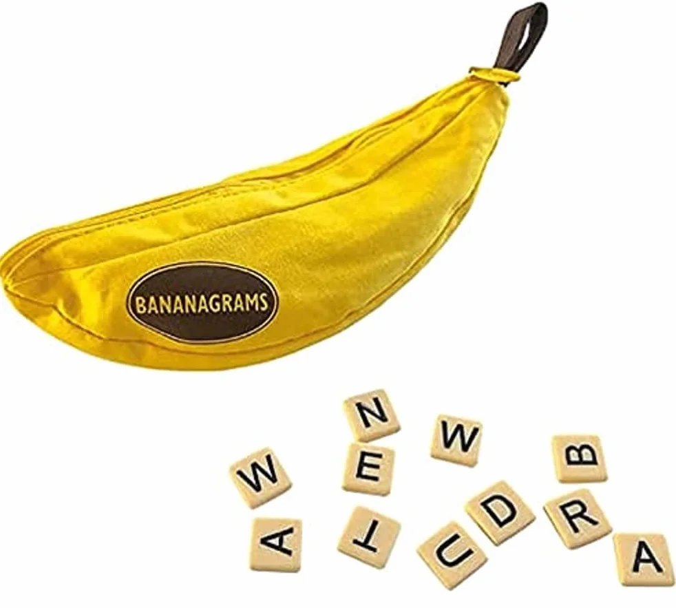 Bananagrams, Bananagrams Classic, gra rodzinna, gra słowna, dla 1-8 graczy, od 7+ lat, 30+ minut, niemiecka, wielokolorowa, kolorowa