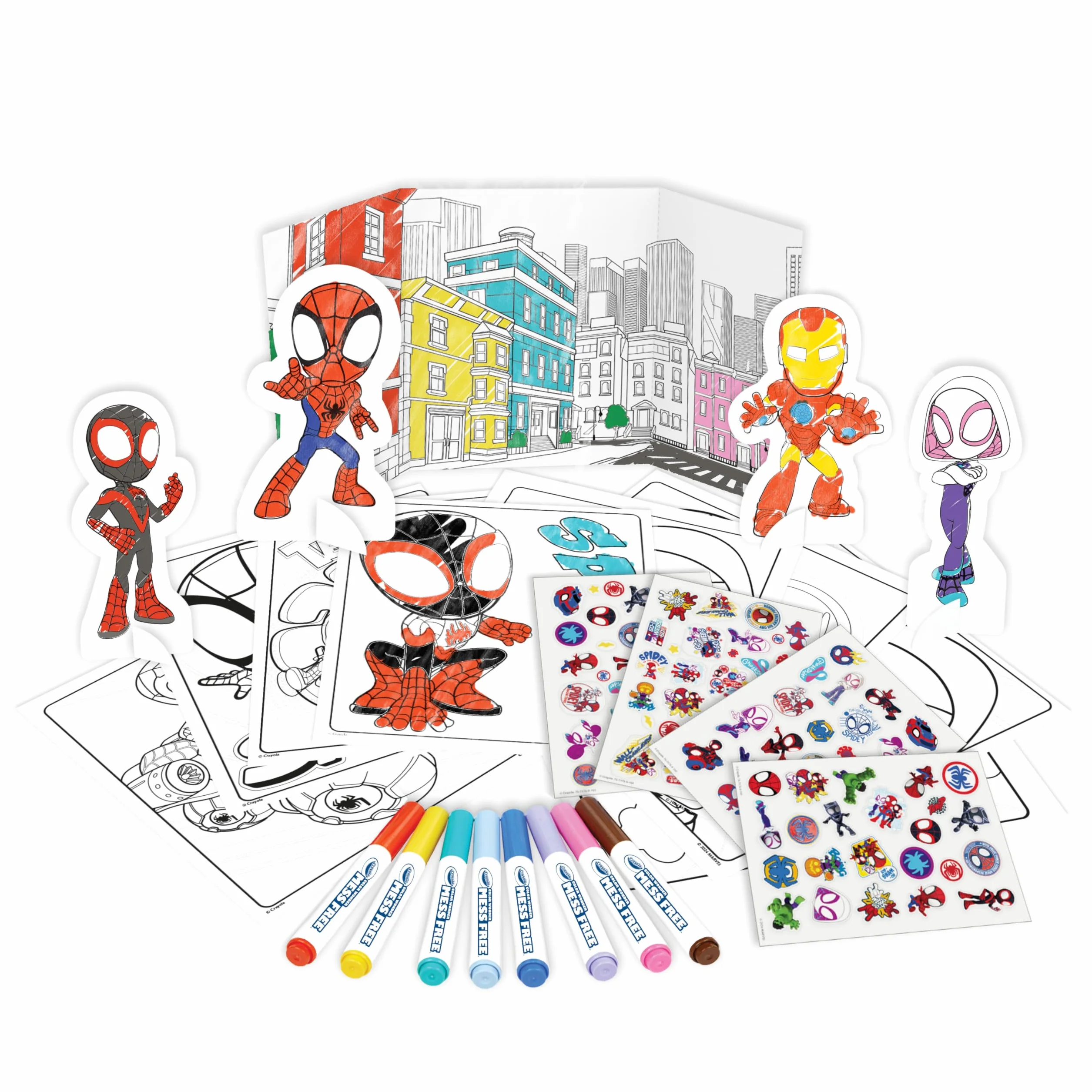 Crayola - Color Wonder zestaw kreatywny Spidey, zawierający ponad 40 elementów, strony do kolorowania, flamastry niebrudzące, naklejki, wyskakujące postacie, kreatywne zajęcia dla dzieci w wieku 3 lat