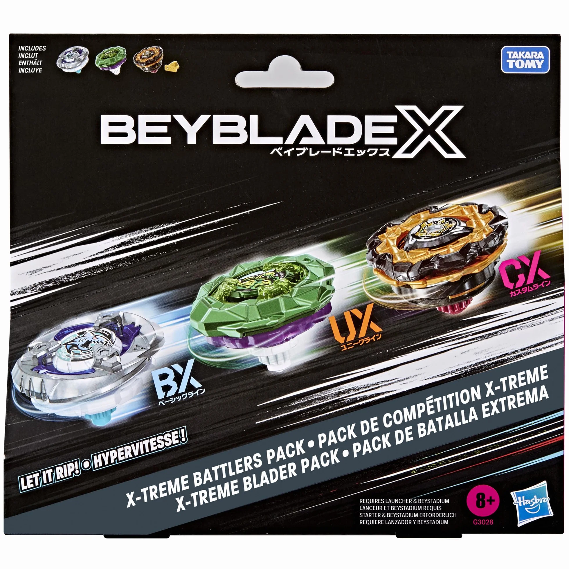 Zestaw bitewny X-treme Beyblade X, zawiera 3 zabawkowe bączki do gry bitewnej Takara Tomy Beyblade X, wiek: od 8 lat