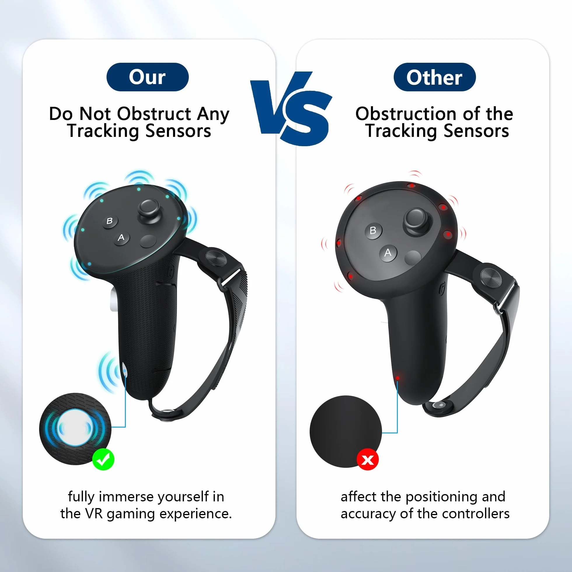 AMVR Upgraded Controller Straps Grips Cover kompatybilny z akcesoriami Quest 3S/3, z pokrywą otworu na baterię i silikonową osłoną aktywnych pasków na kostki (nie do stacji ładującej)