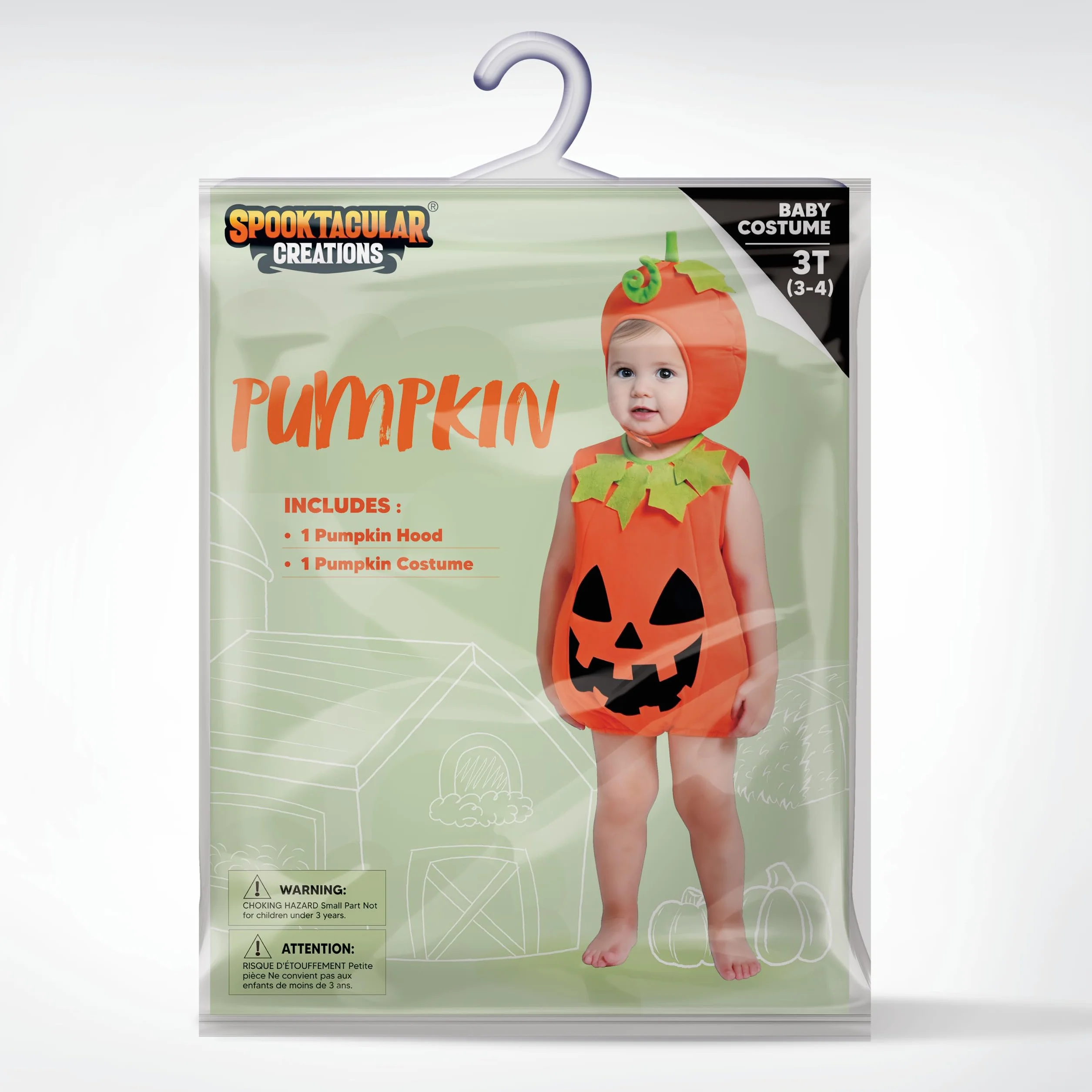 Spooktacular Creations Kostium dyni dla niemowląt, uroczy strój dyni, pomarańczowy kostium bez rękawów na Halloween na imprezę (3 do 4 lat)