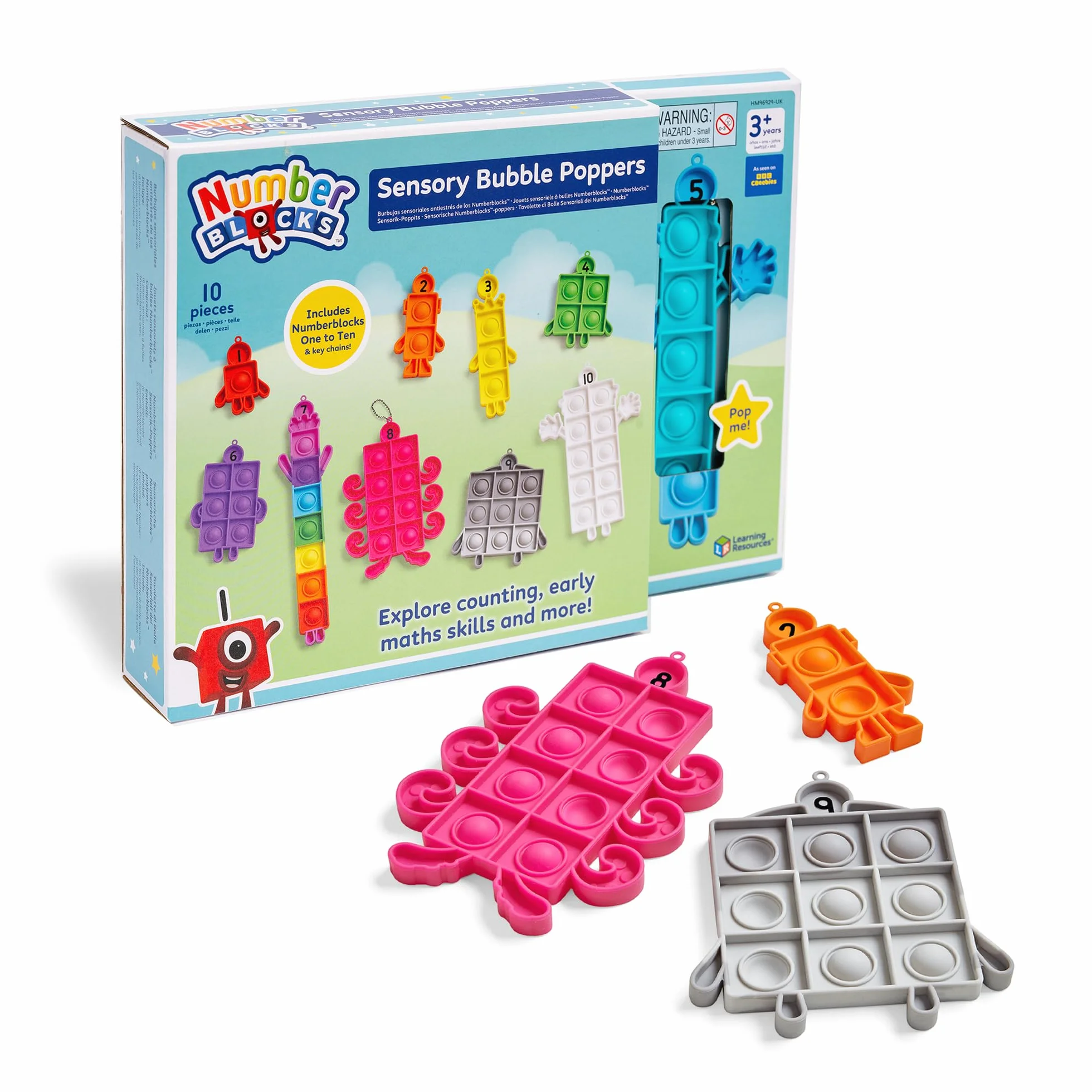 Learning Resources Numberblocks Bubble Poppers – Fidget i Nauka Liczb, Zabawka Podróżna 3-6 Lat