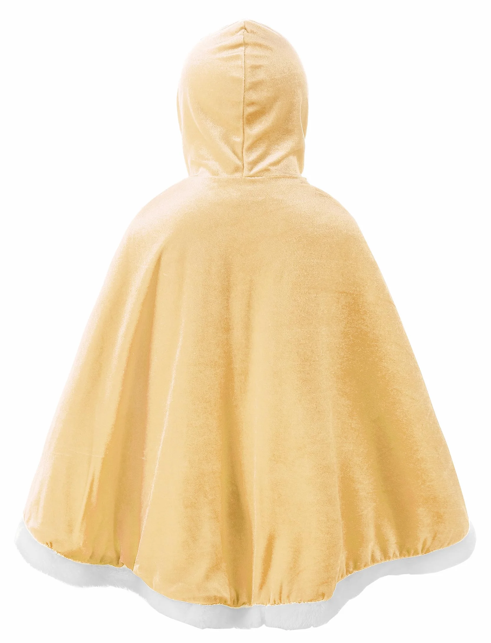 JerrisApparel Dziewczęca peleryna księżniczki, czapka bożonarodzeniowa, kostium z kapturem, żółty, 120 cm