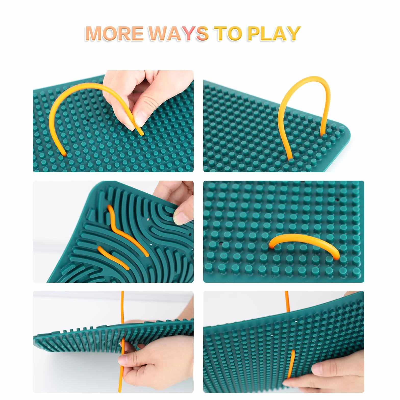 ddLUCK Large Sensory Activity Board, 20 x 29,5 cm Silikonowa podwójna zabawka sensoryczna dla autyzmu i ADHD, stres, lęk, dzieci w wieku od 3 lat i dorosłych, z torbą podróżną i 40 strunami