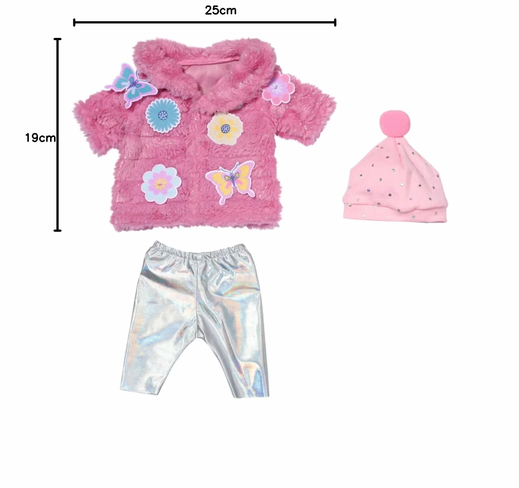 BABY born 833834 - Miękki różowy płaszcz z legginsami i czapką dla lalek 43 cm - Lalka nie wchodzi w zakres dostawy - Odpowiedni dla dzieci w wieku 3 lat +
