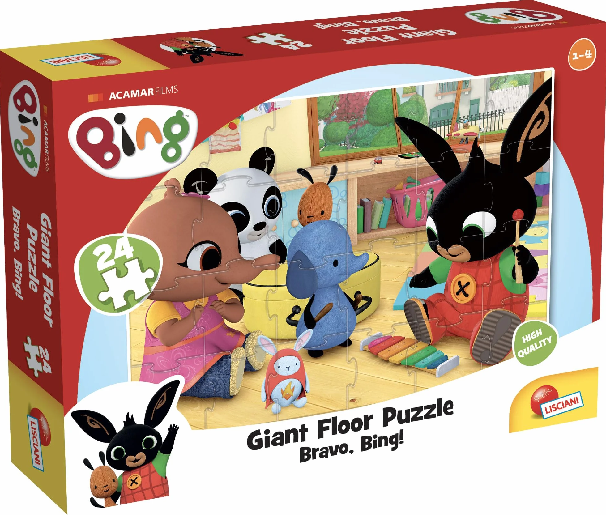 Lisciani - BING GIANT FLOOR PUZZLE 24 PCS Mega Puzle 70x50 cm - BRAVO BING! - Juego educativo para niños de 1 á 4 años (75805)