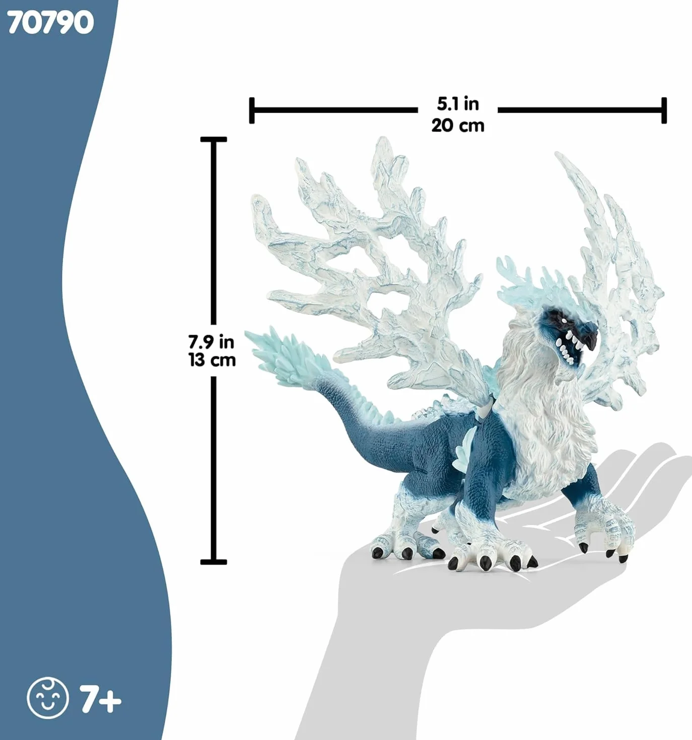 schleich ELDRADOR Creatures | Smok lodowy 70790 | figurka potwora z ruchomymi skrzydłami i przezroczystymi elementami | prezent dla dziewczynek i chłopców | zabawka od 7 lat | 20 x 15 x 13 cm