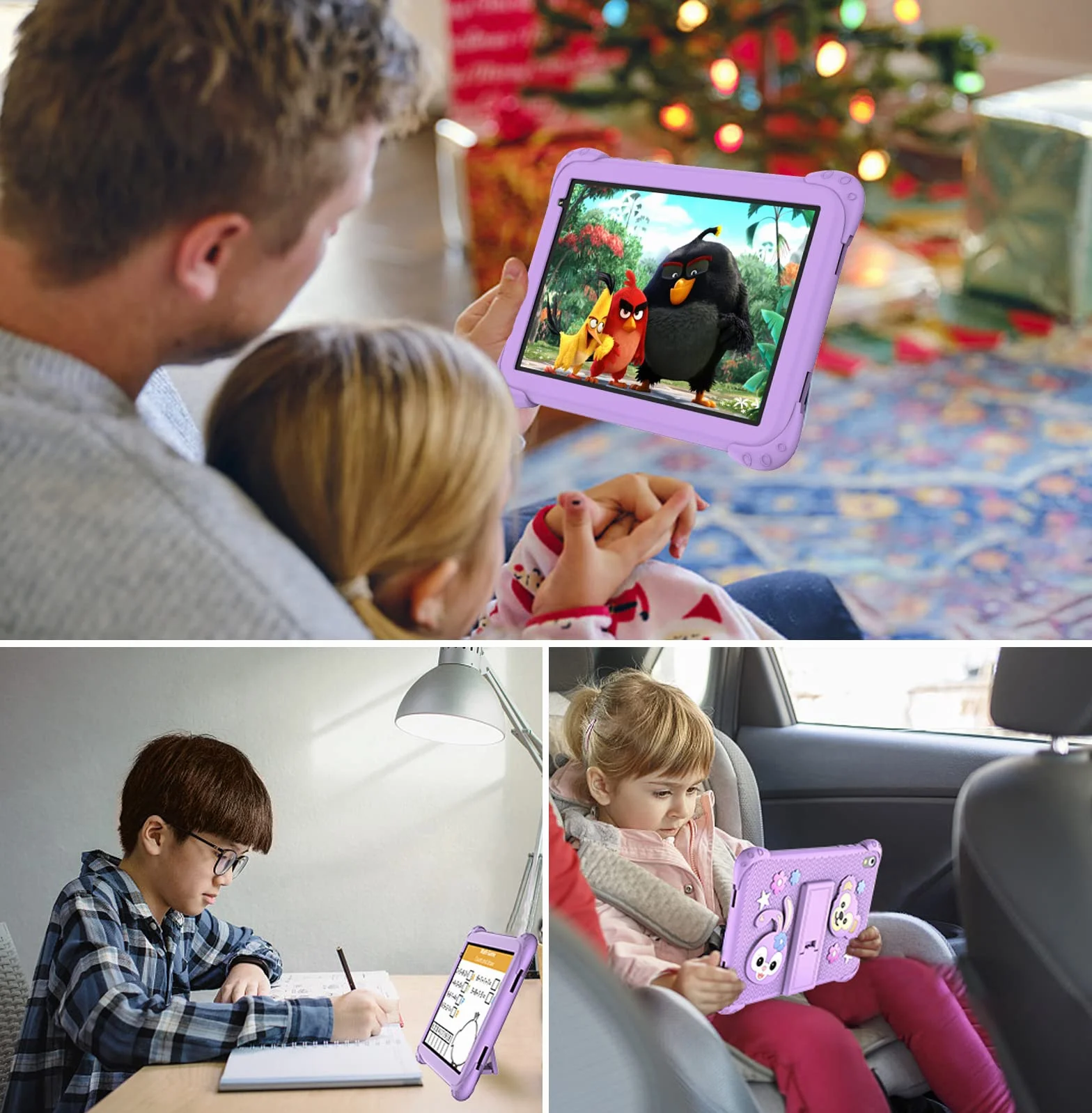 Tablet dla dzieci 8 Cali Android 11, 128GB Rom 6GB Ram TF256GB Edukacyjny dla dzieci HD 1280x800 Quad Core 4000mAh kontrola rodzicielska Google Play Kids Tablet(Fioletowy)